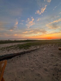 Beautiful sunsets with the kids being able to walk a long long way out!