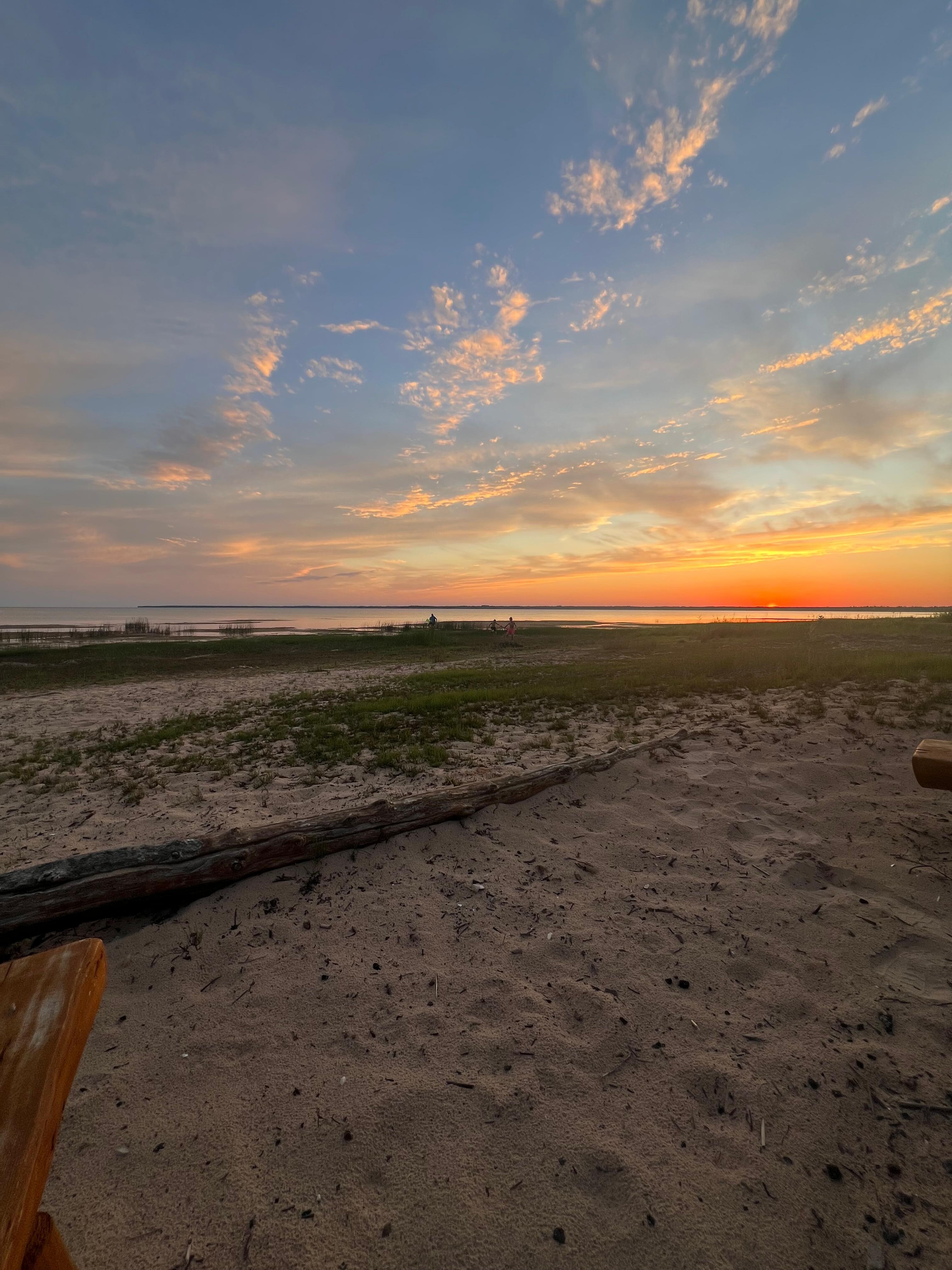 Beautiful sunsets with the kids being able to walk a long long way out!