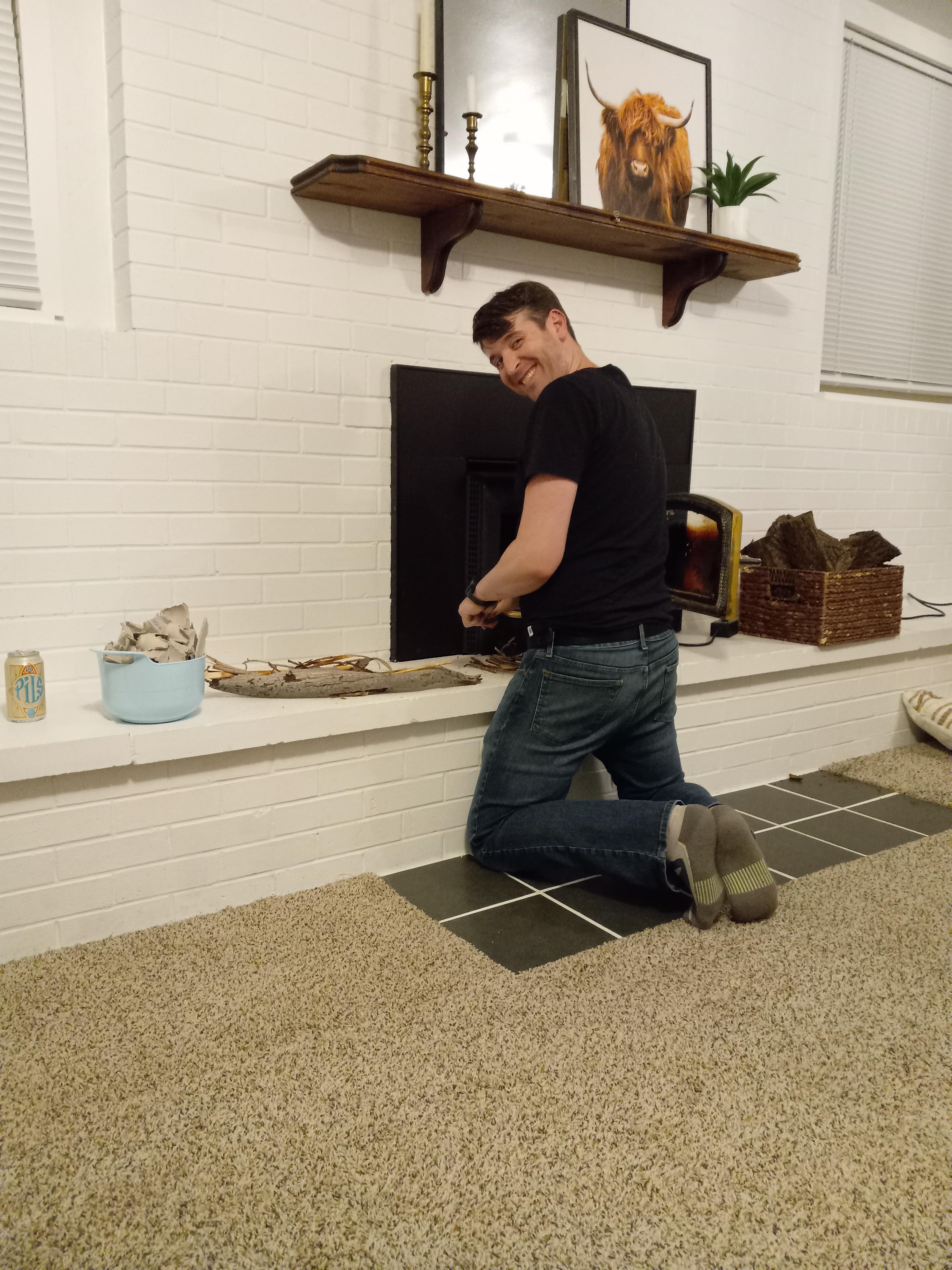 Trying to start a cozy fire