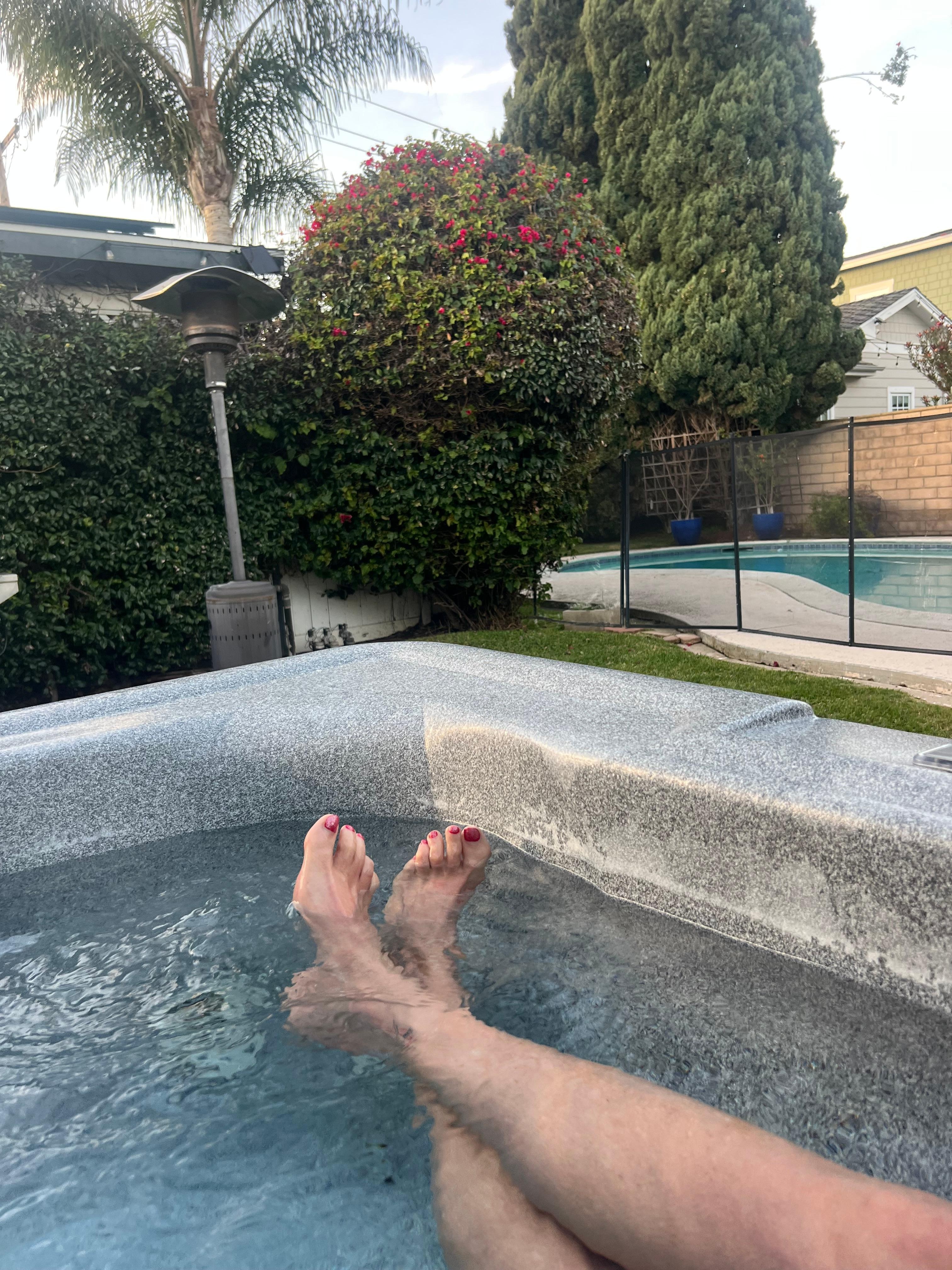 Enjoying the hot tub 