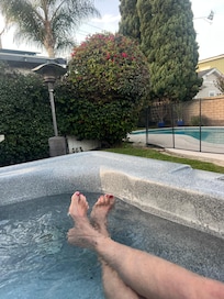 Enjoying the hot tub