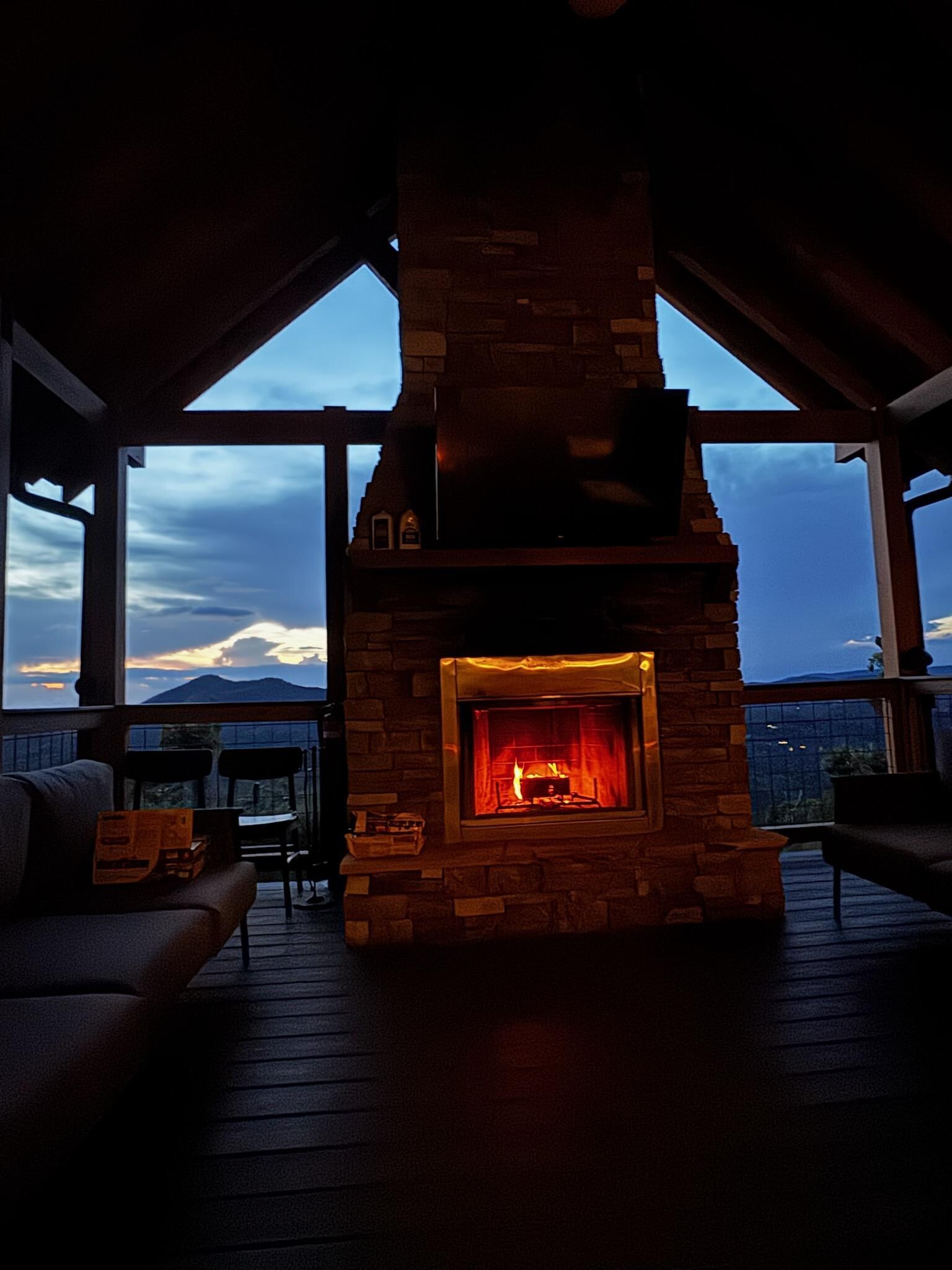 Wonderful fireplace on deck