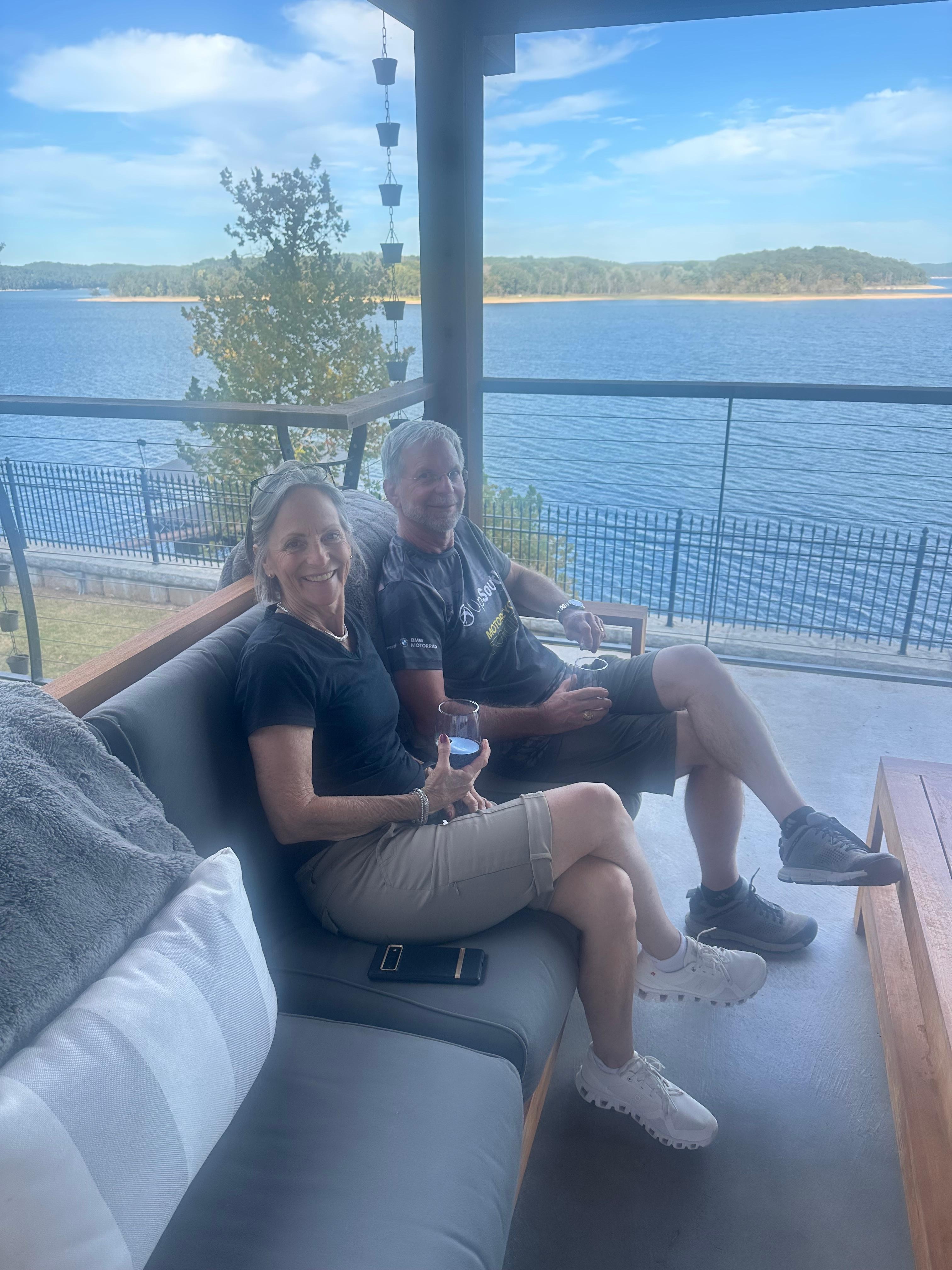 Great outdoor spaces overlooking the lake upstairs and downstairs.