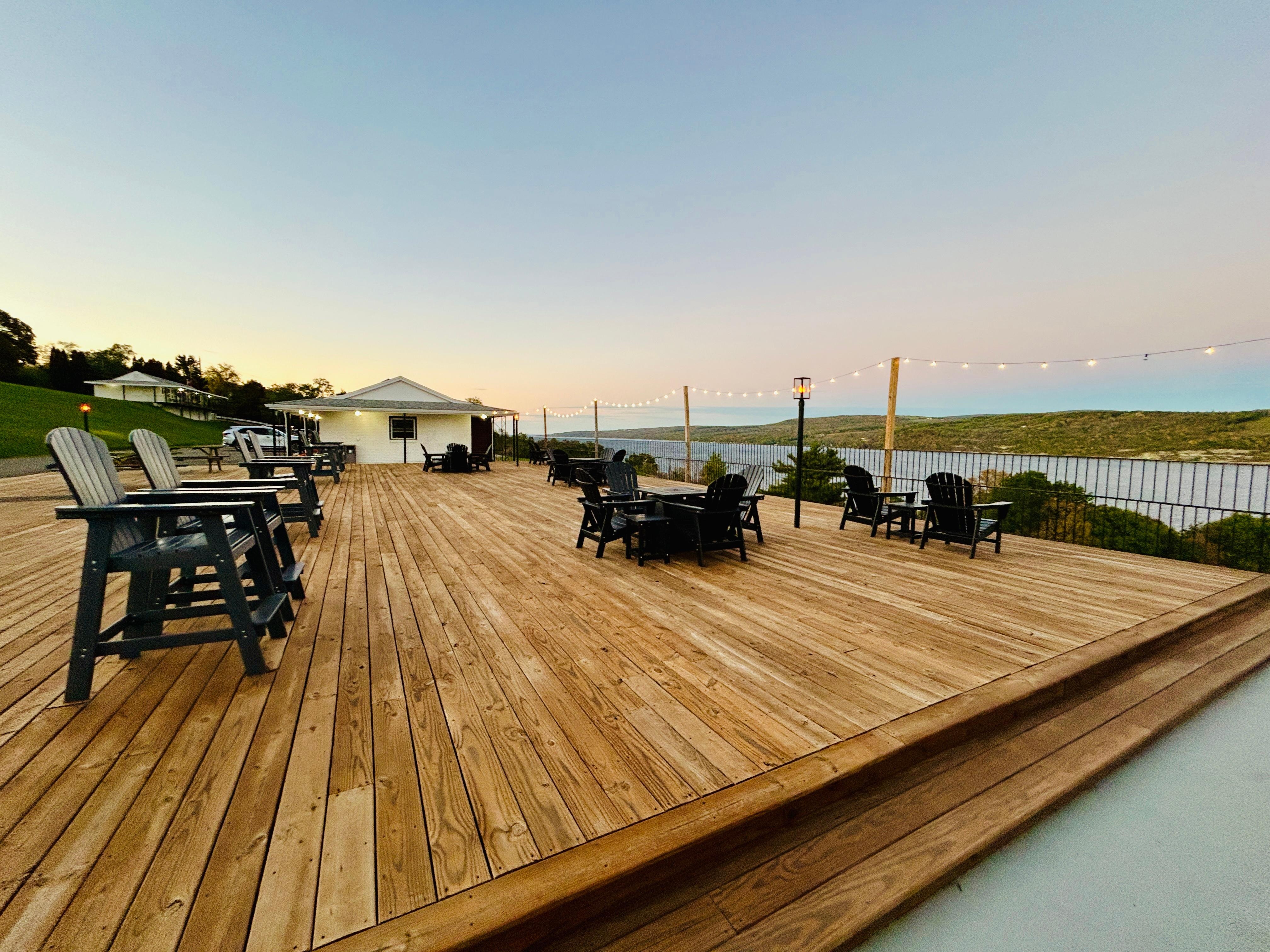 The deck overlooking the lake.