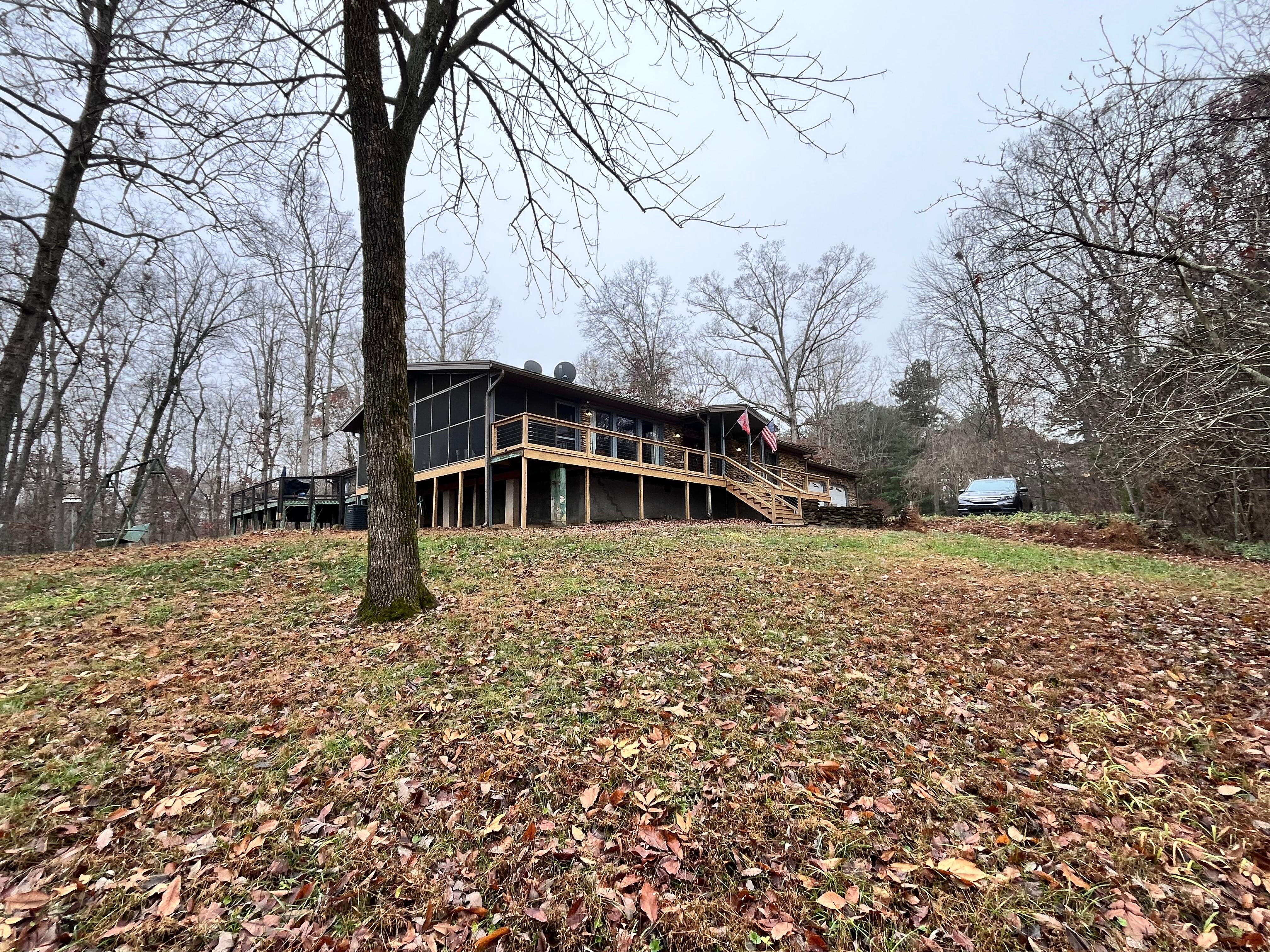 A look up to the house from the water area