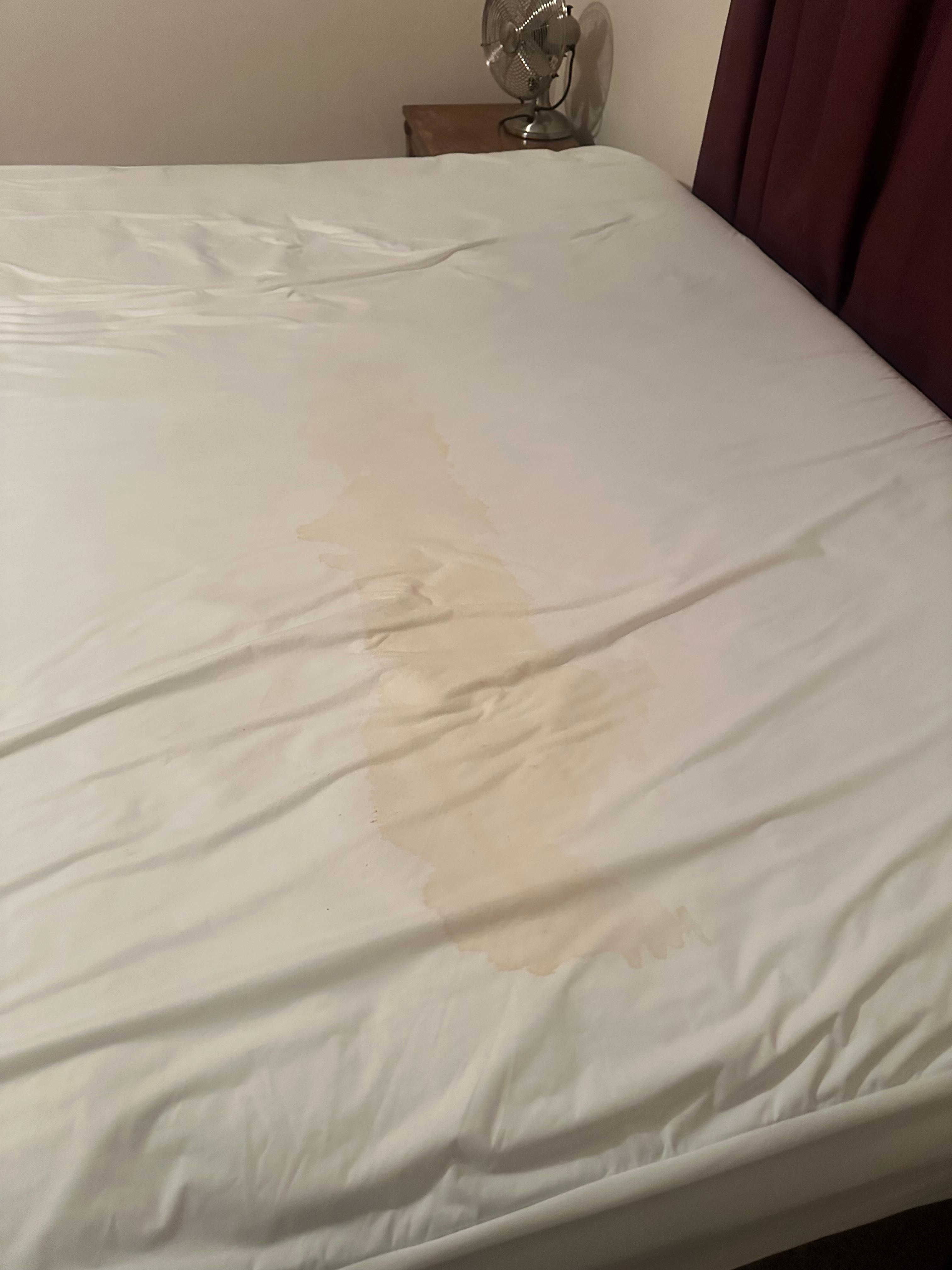 Stains on the mattress pad- there were no sheets on the bed