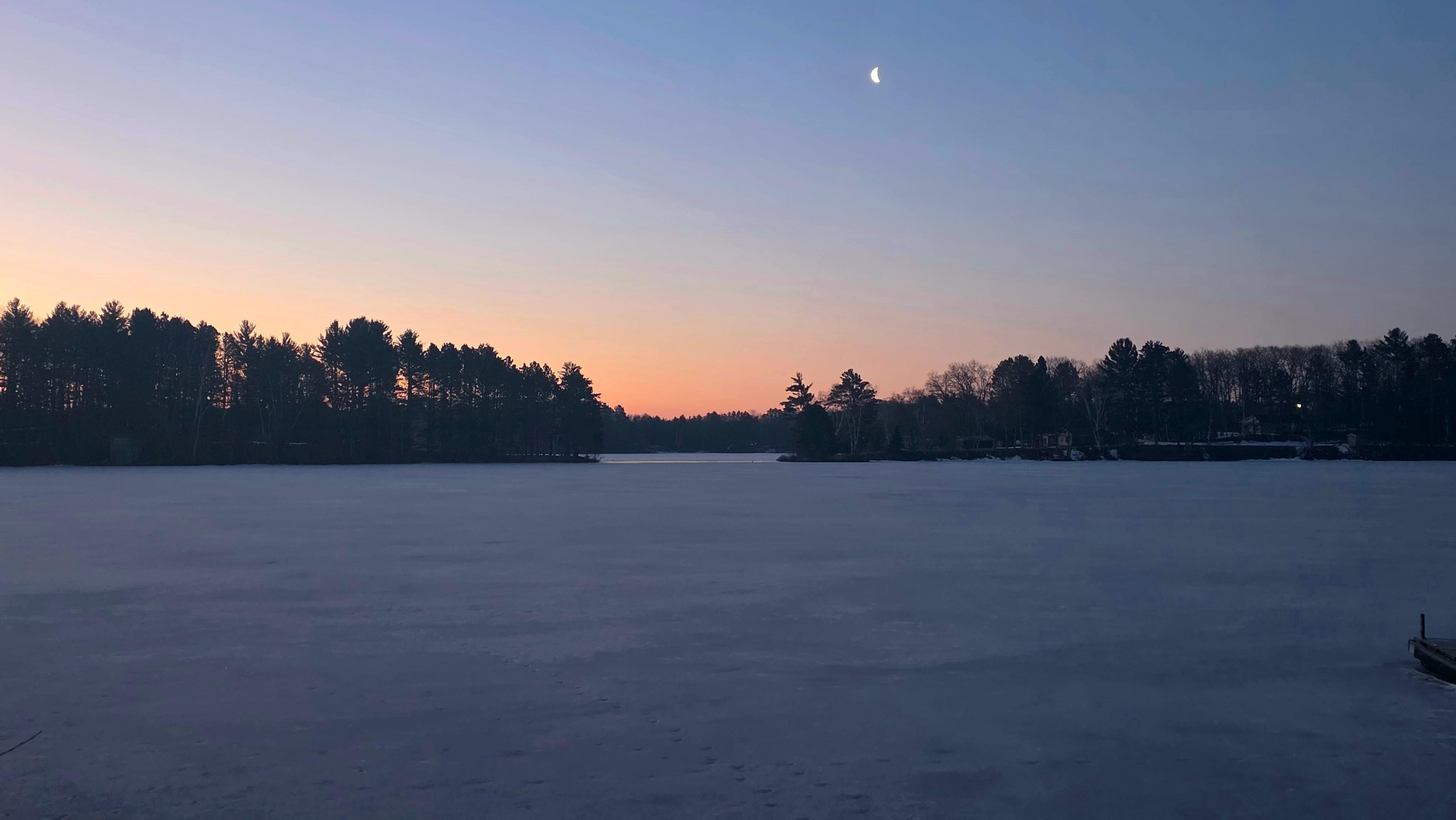 View from the cabin deck as the sun rose.