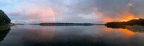 Sunset complete with a rainbow.