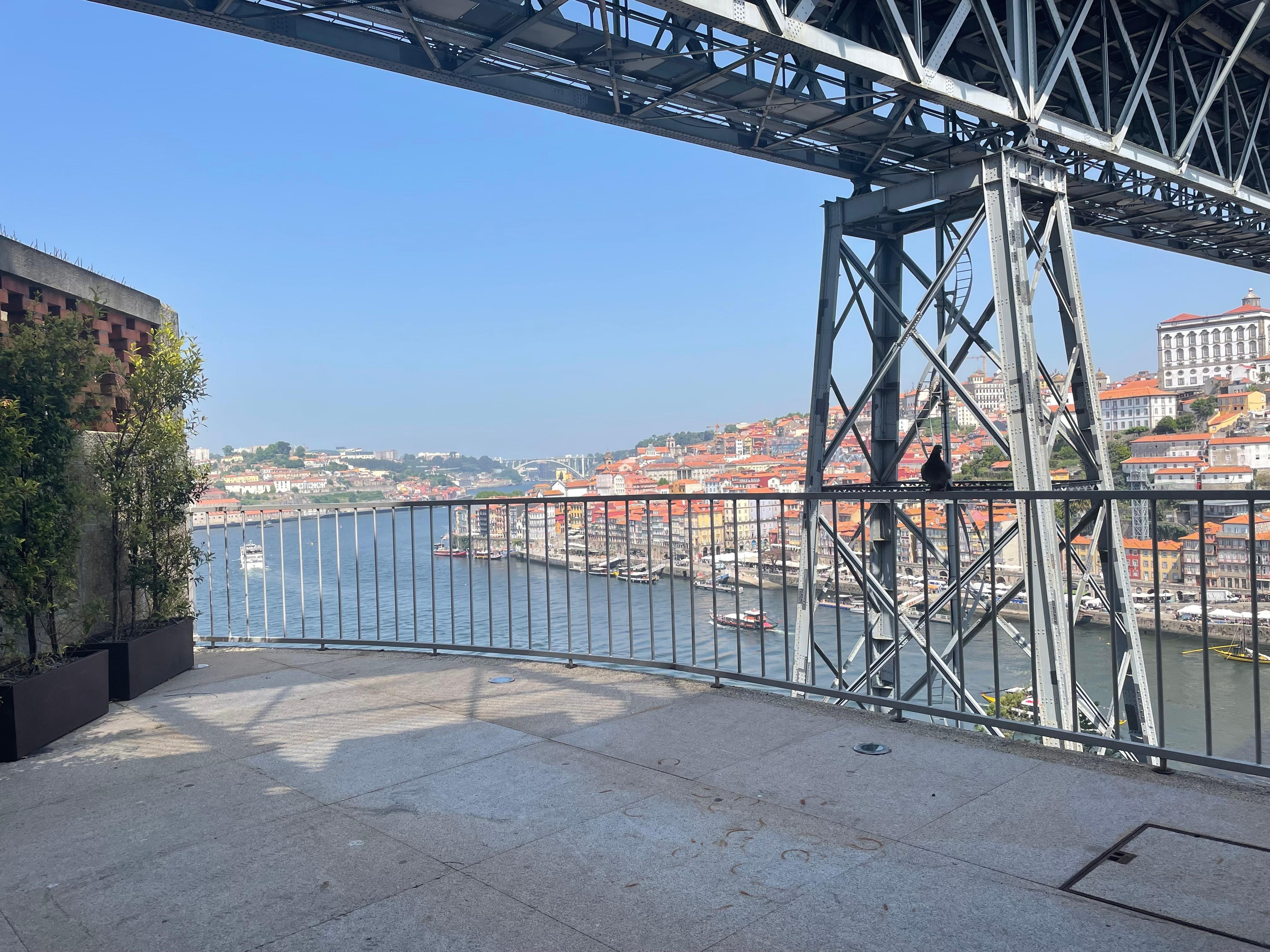Eating breakfast outside the dining room overlooking the lovely views of Porto.