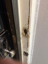 Missing deadbolt strike plate