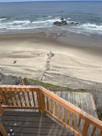 Beach right below the house