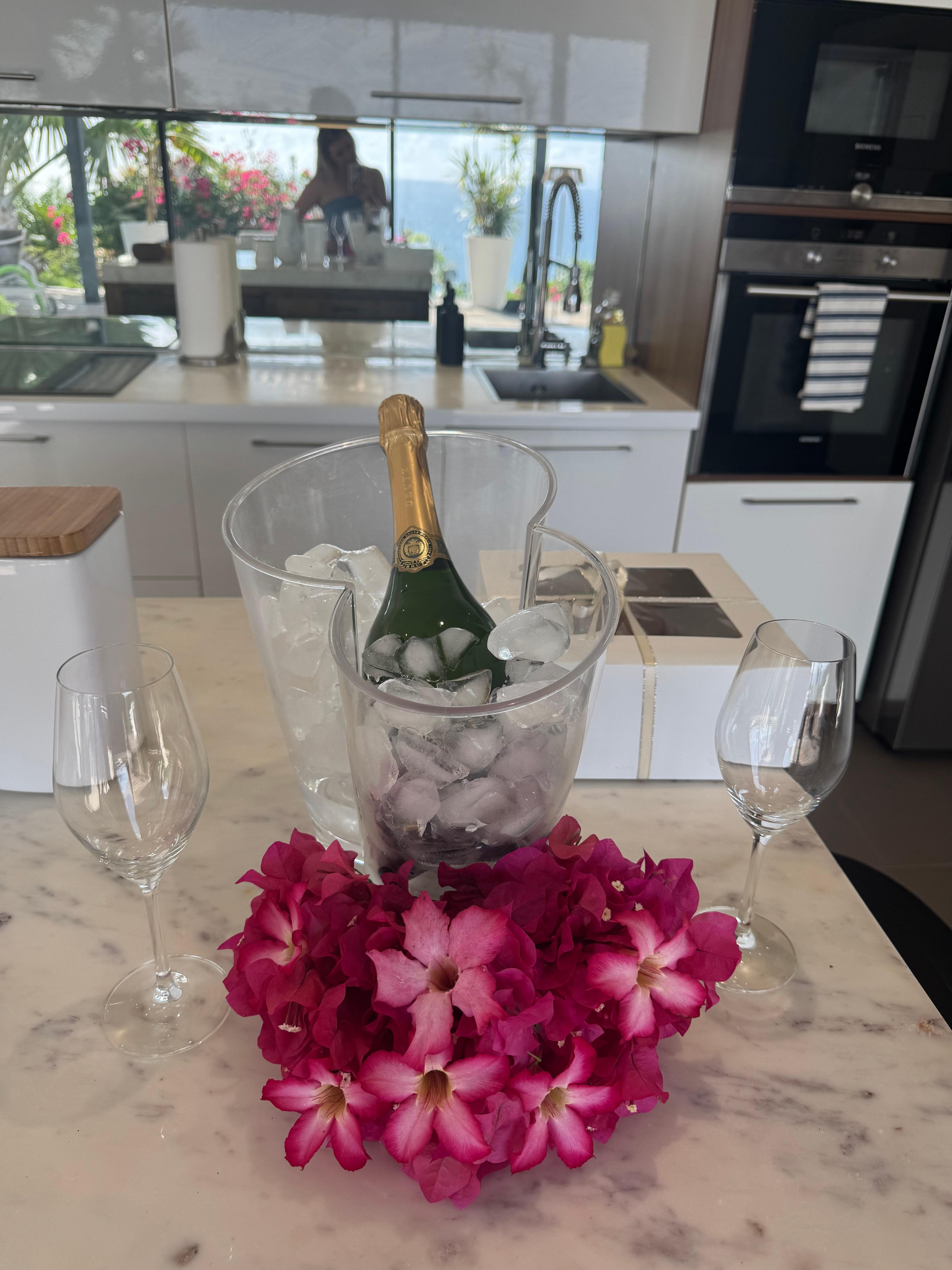 There was a bottle of champagne and a charcuterie board for our welcome