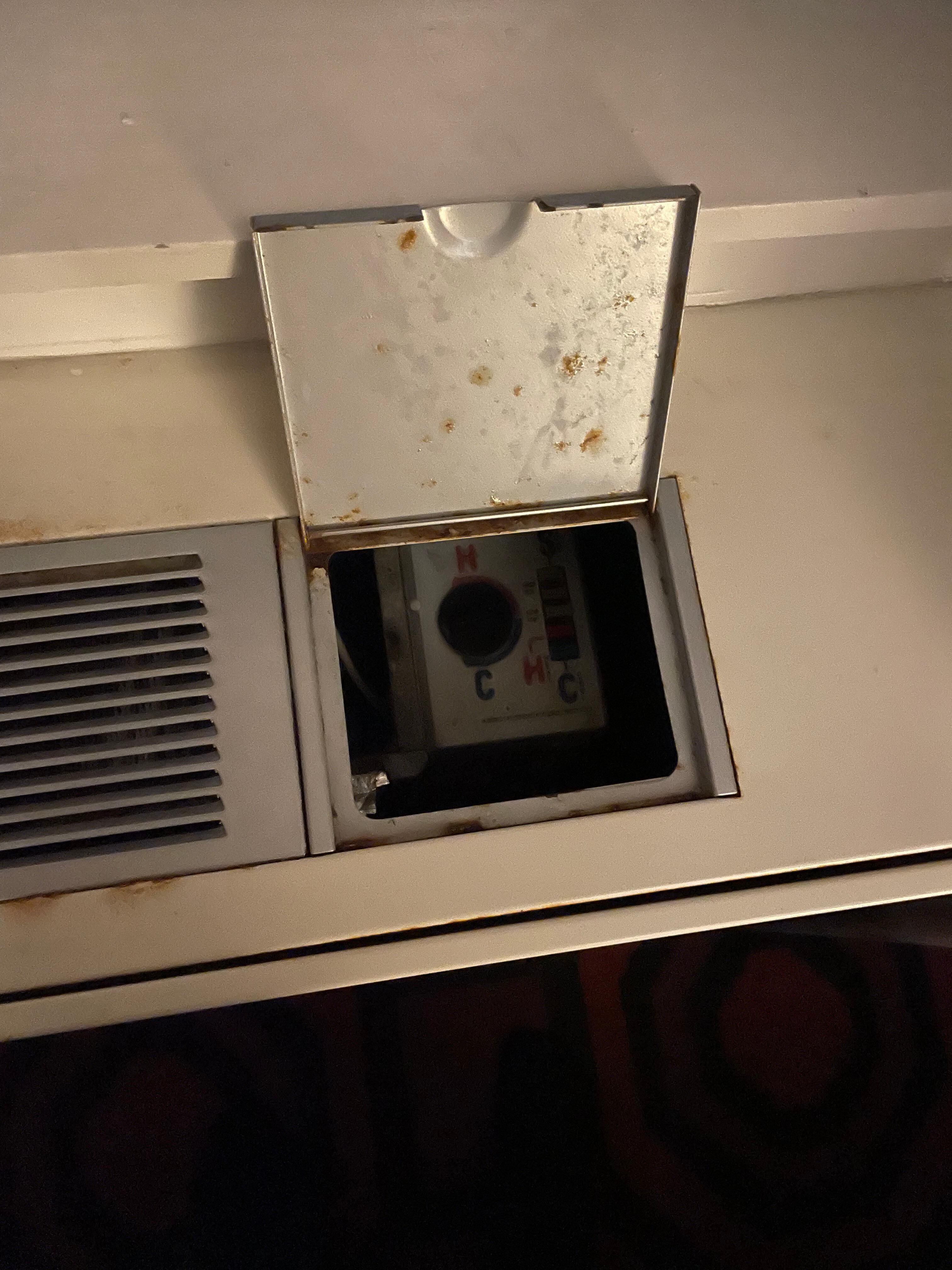 Temperature control for room. You needed a flashlight to read and be careful not to touch pipes- they are hot. 