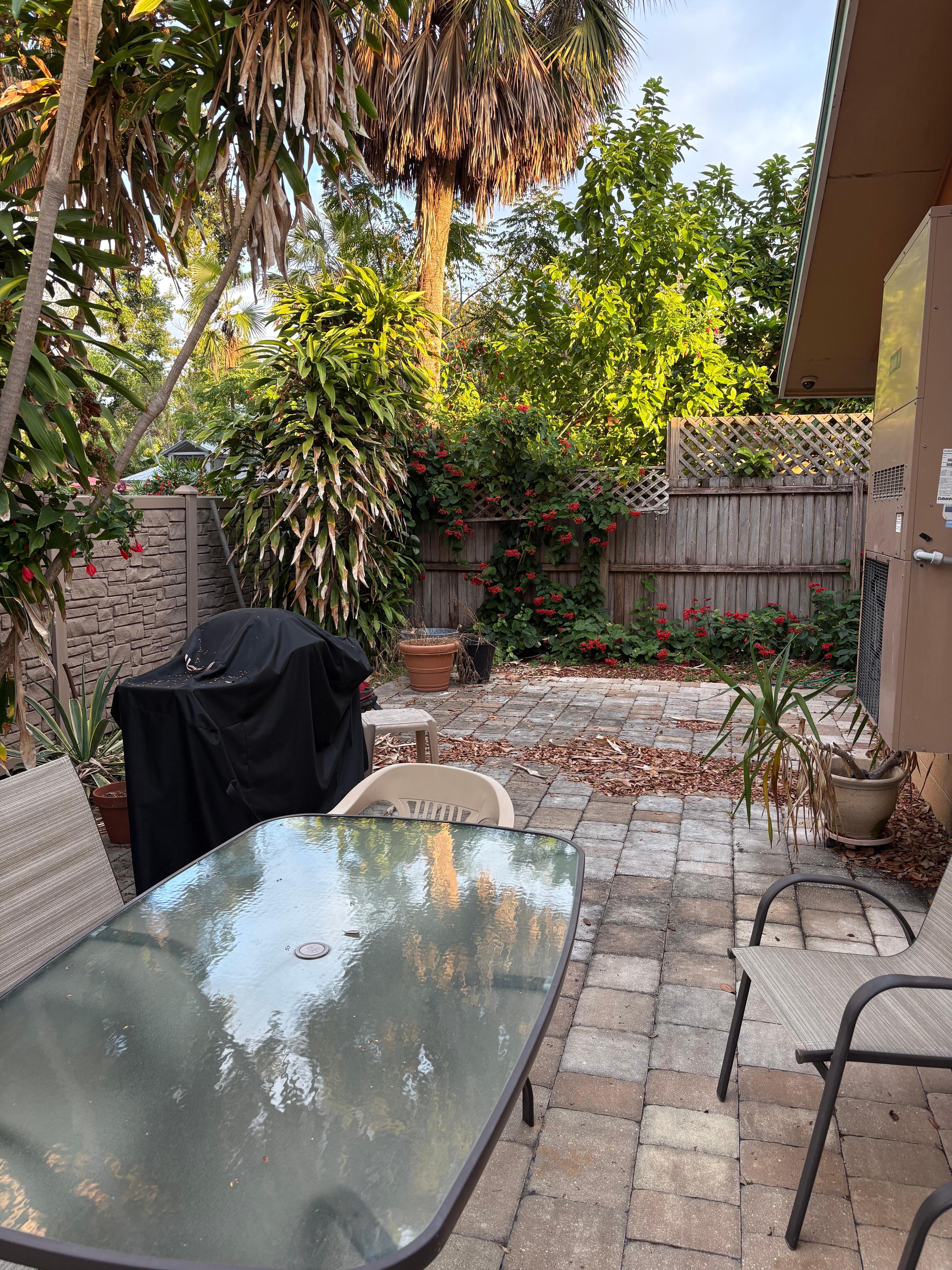 Outdoor porch. Great for dining or just hanging out. Had enough space to set up an easel and paint. 