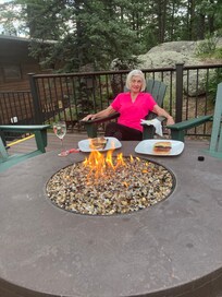 Hamburgers by the fire