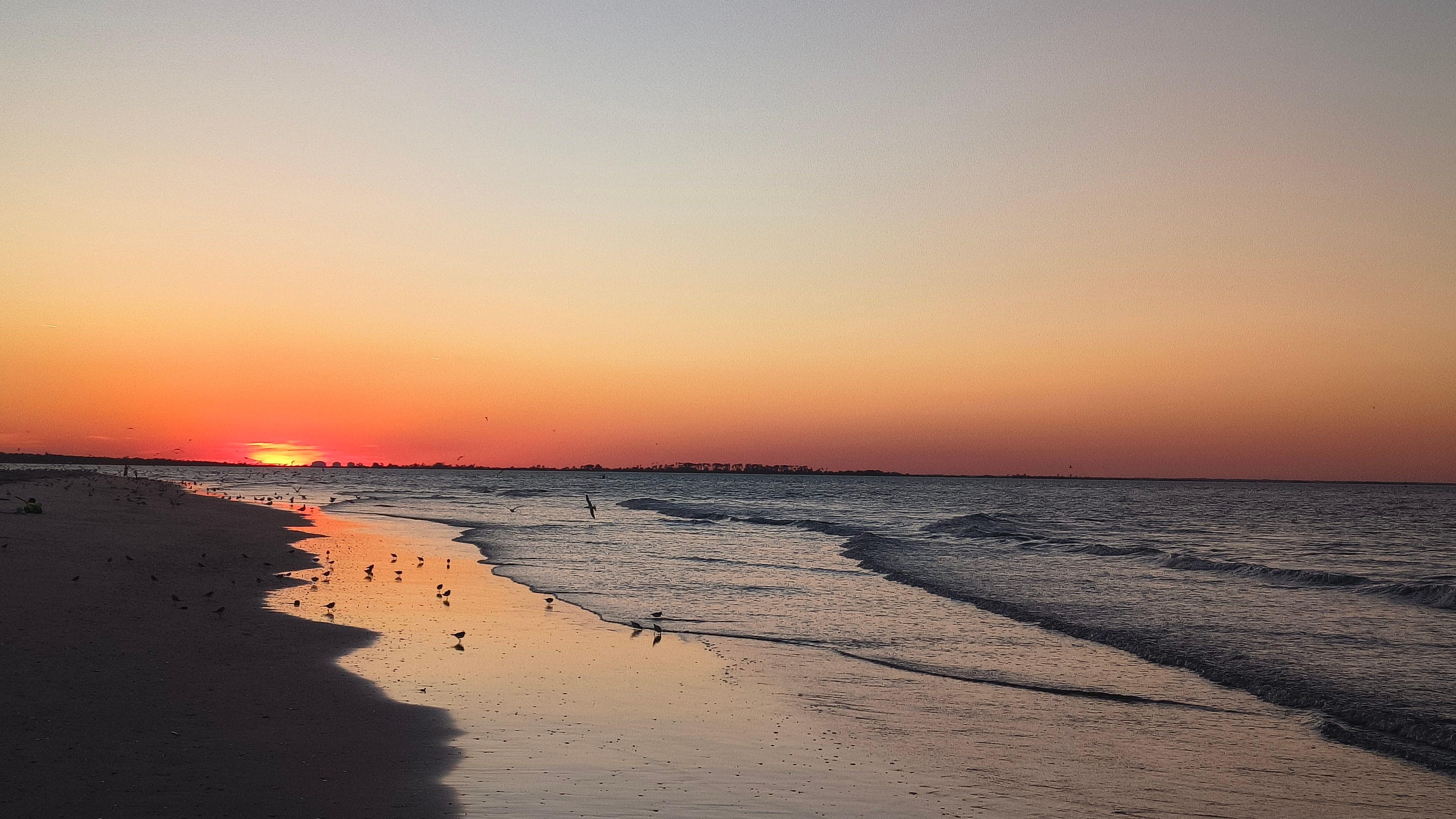 Beach at dusk on Tybee Island at the north end of the island.