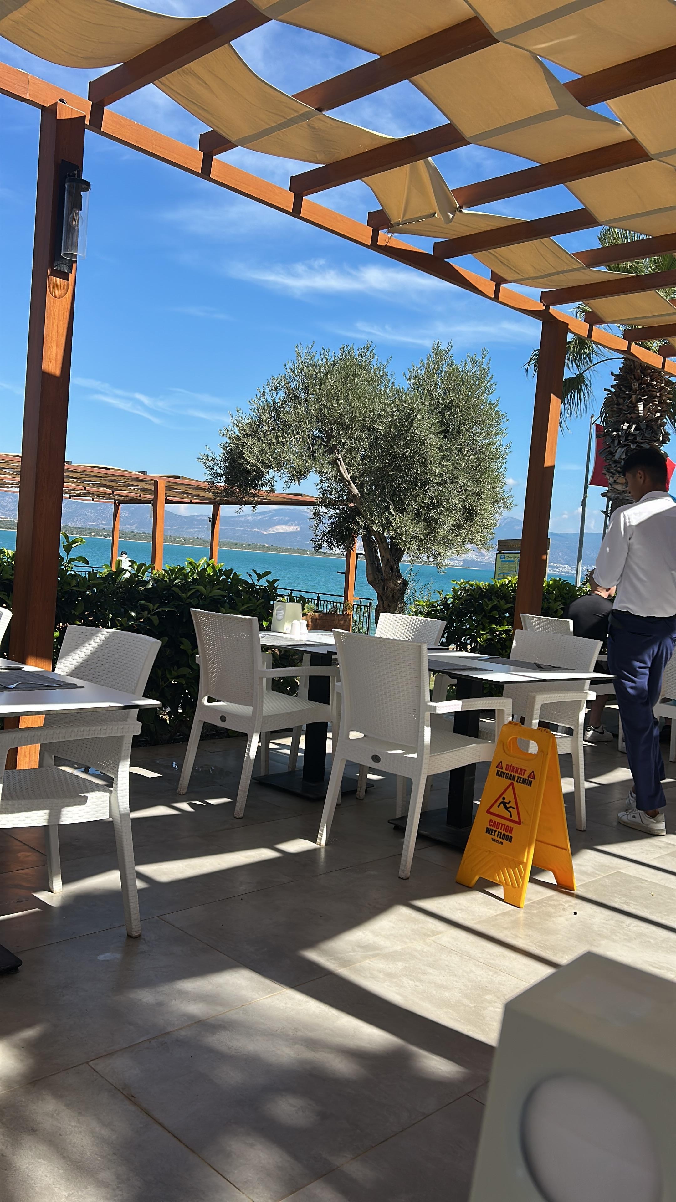 Beautiful bar overlooks the private beach 