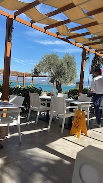Beautiful bar overlooks the private beach