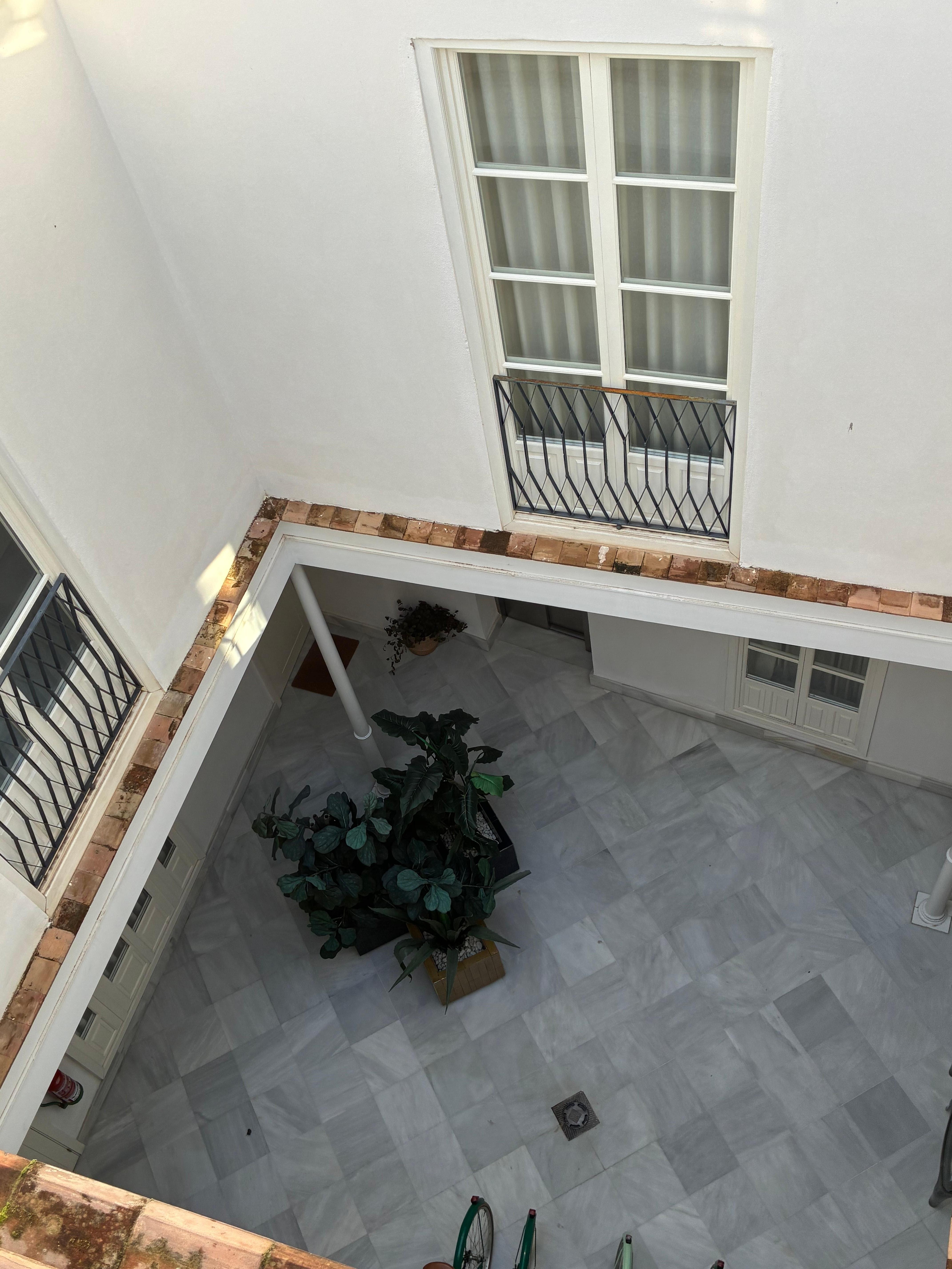 View of interior courtyard of apartment block