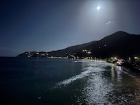 Full moon over Apple Bay from our balcony.