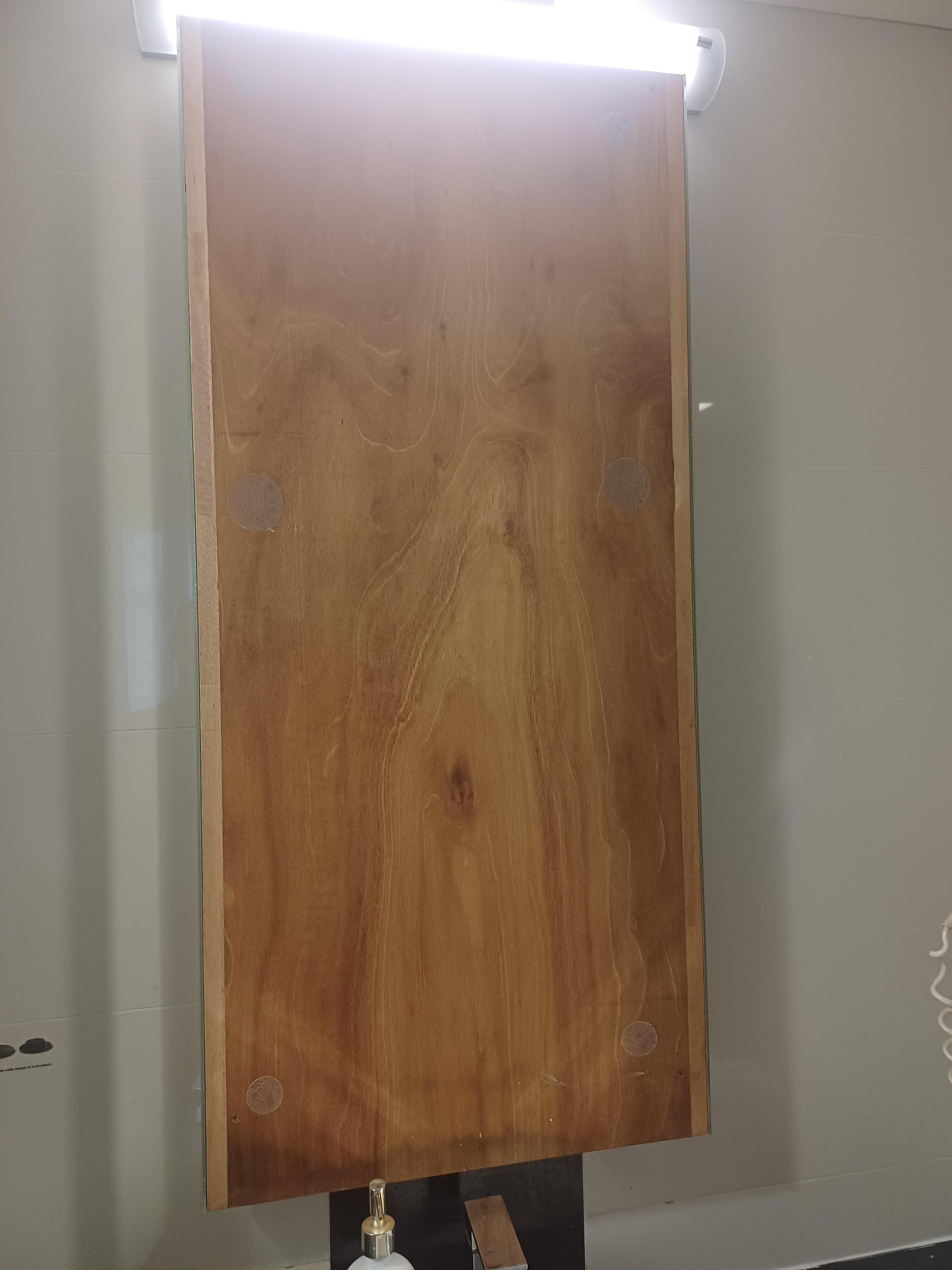 Bathroom mirror boarded over!