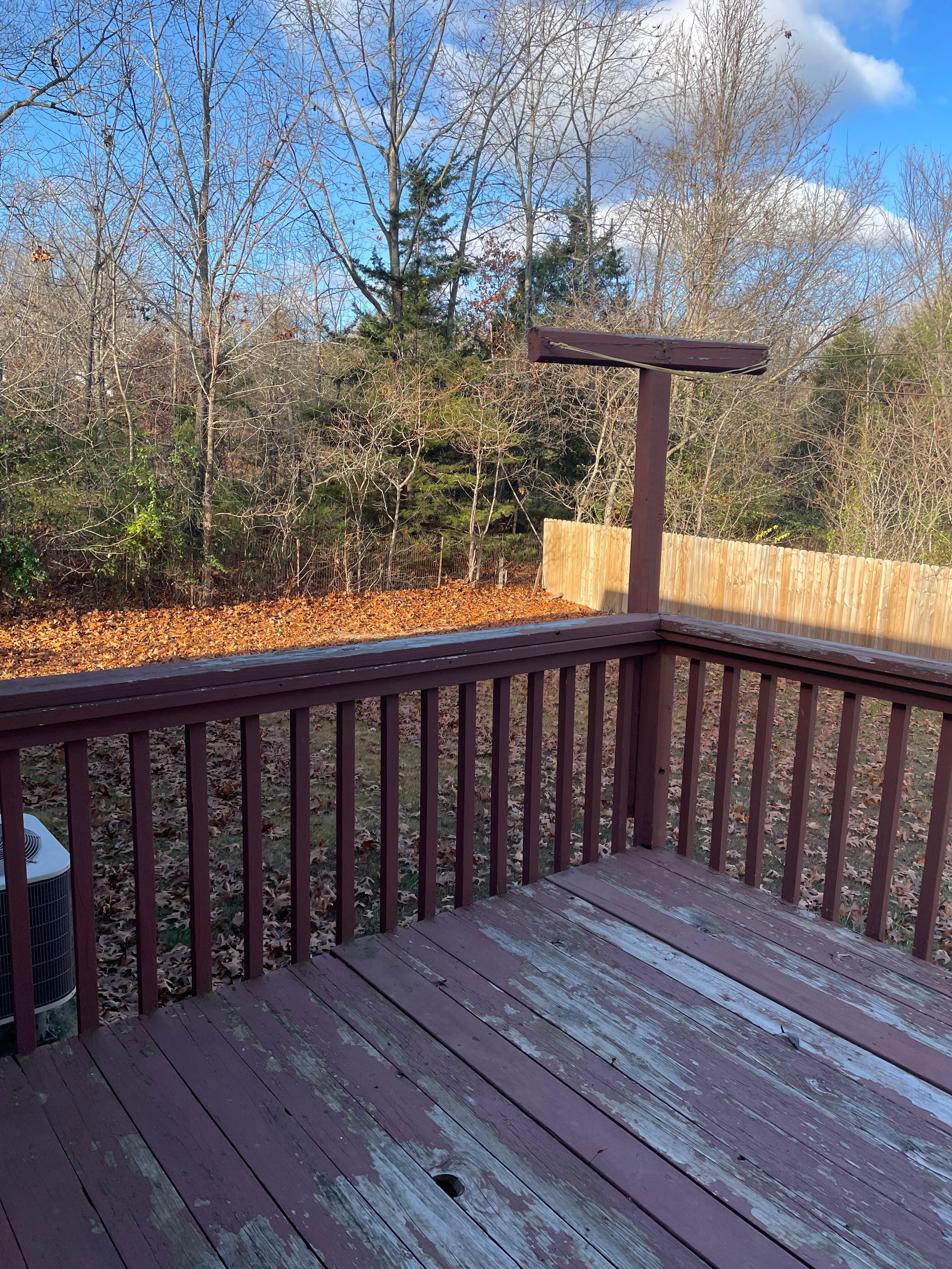 Deck over looking backyard 