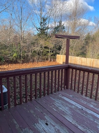 Deck over looking backyard