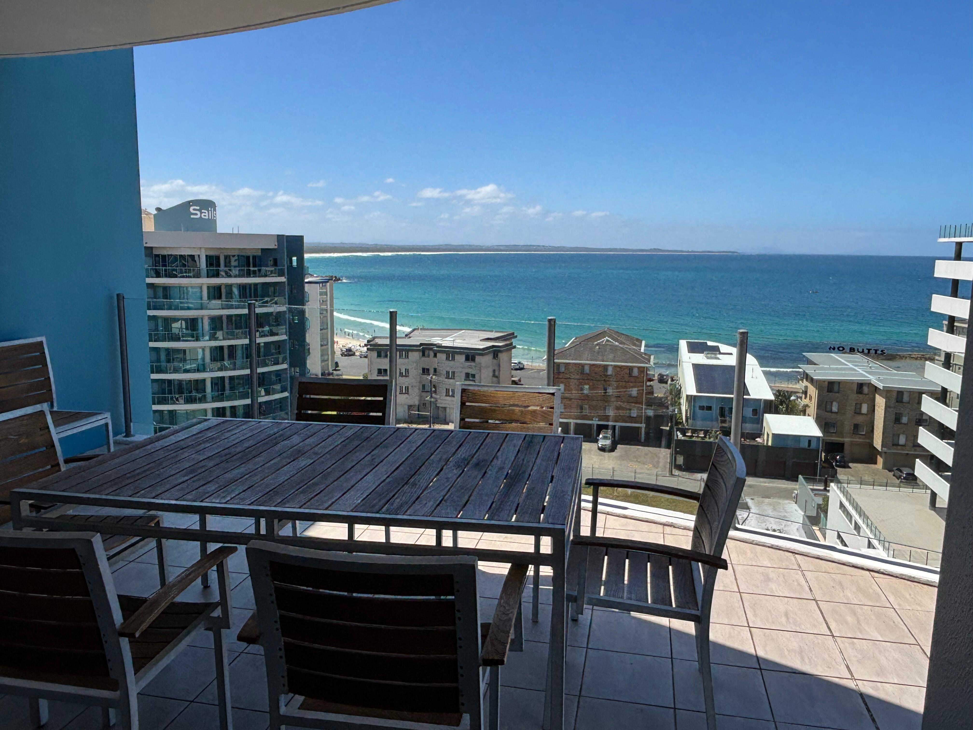View over the ocean from living room balcony.
