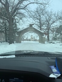 Nice snow filled view of the campus Shattuck St Marys entrance