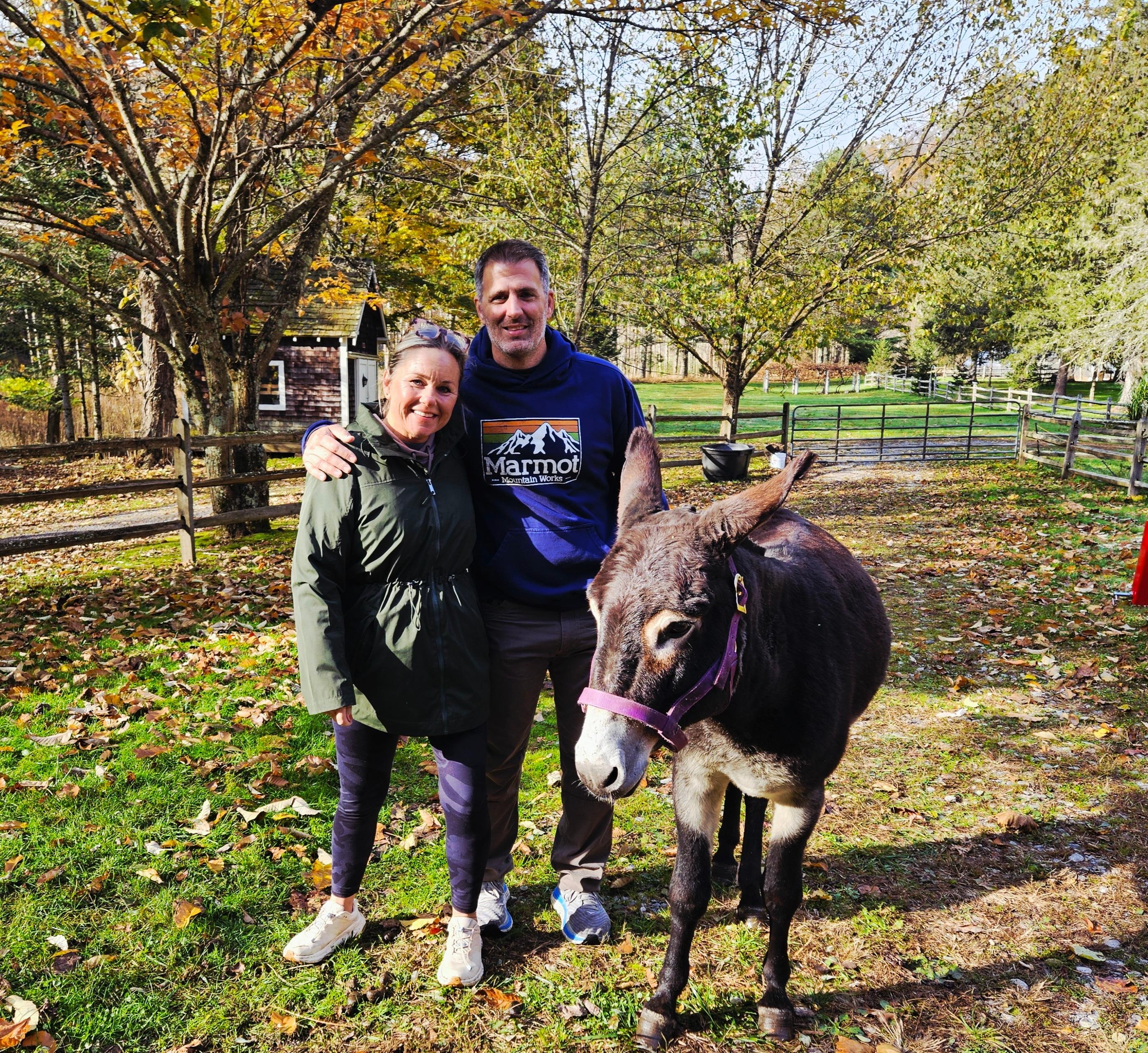 We were the first to meet the new donkeys!! 