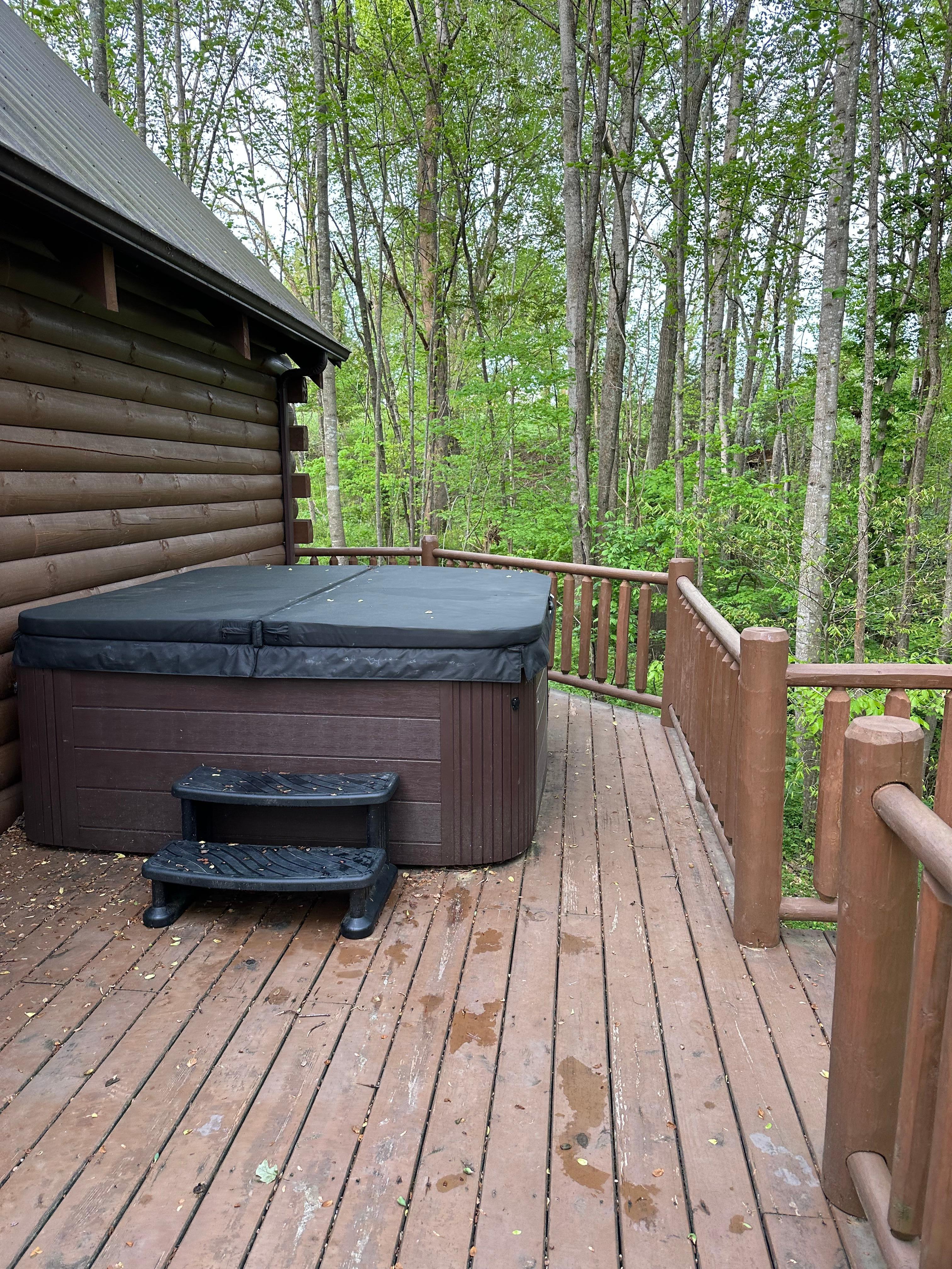 Back deck with the hot tub