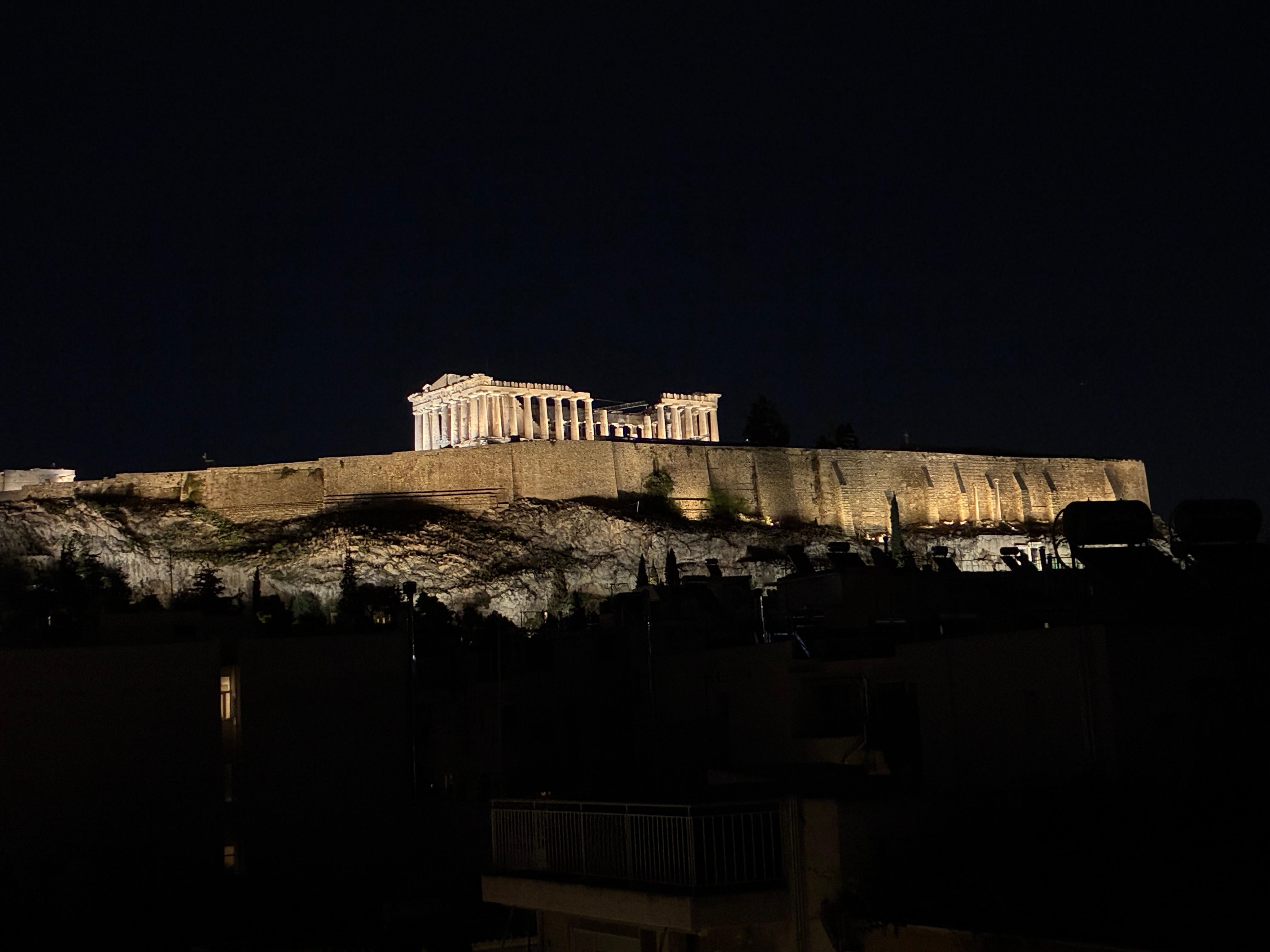 Night view of the Acropolis from our room.