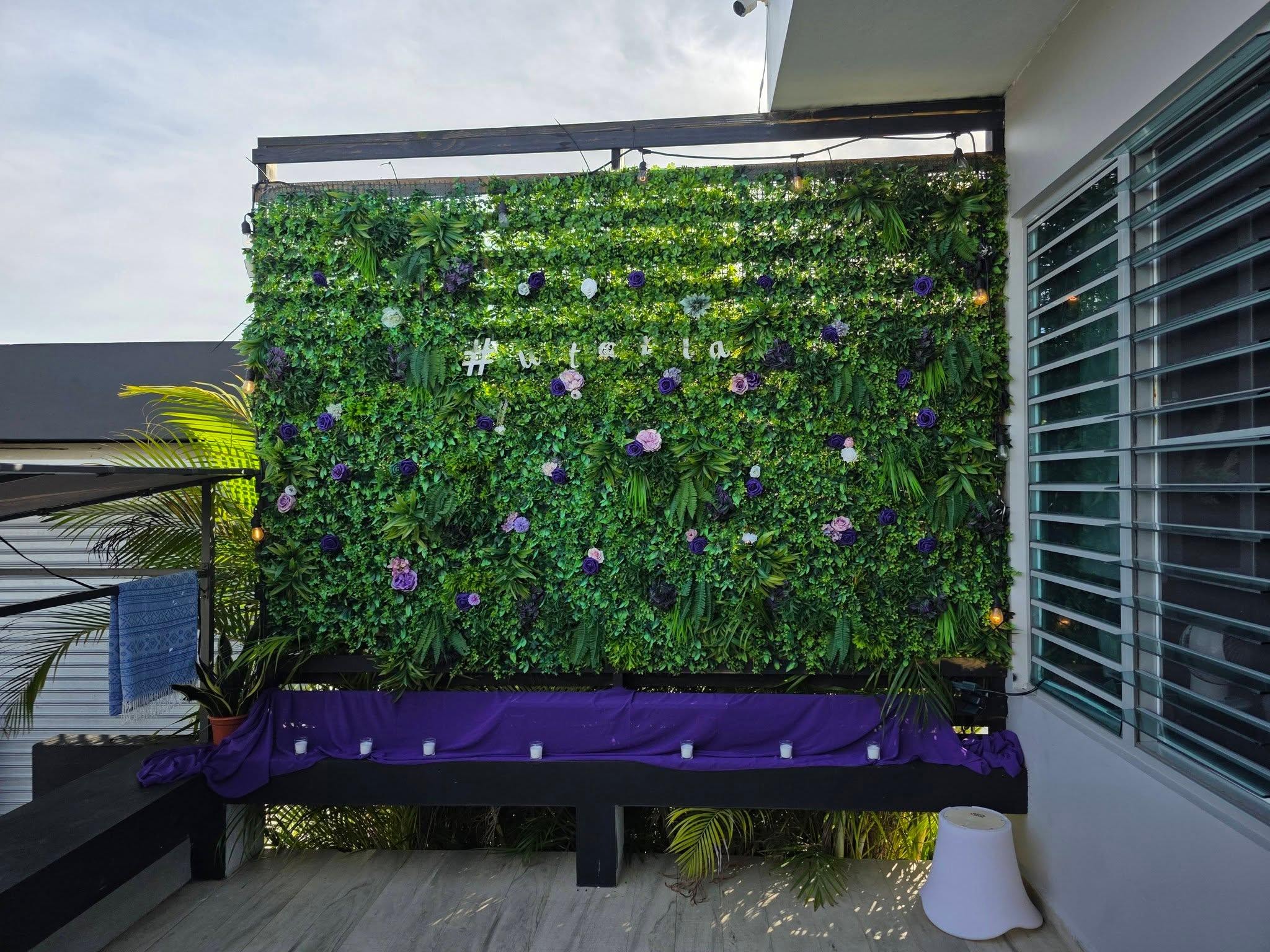 We used the green wall, and added purple flowers. :)