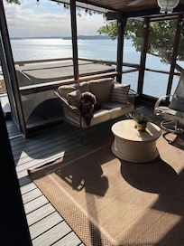 Our labradoodle, Tika, loved this screened in retreat offering a panoramic view of Grand Lake!