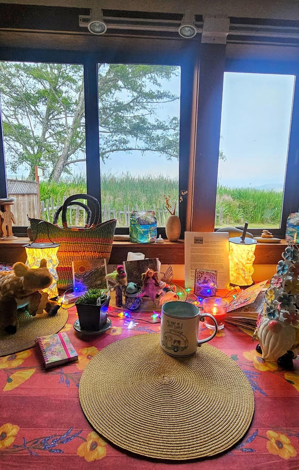 My morning coffee in the kitchen with a view.