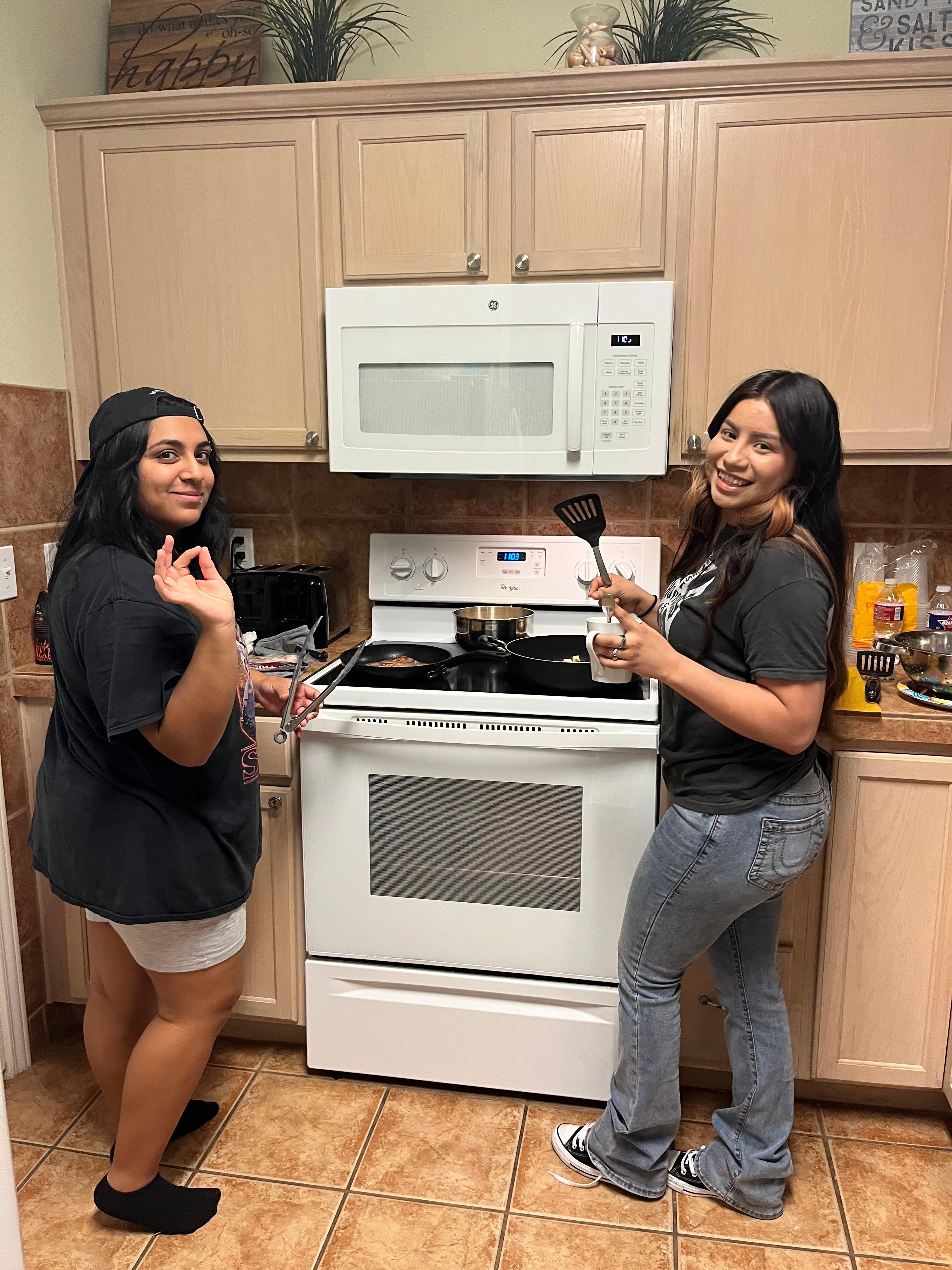 Our girls adulting making breakfast for their parents and siblings and Tio.