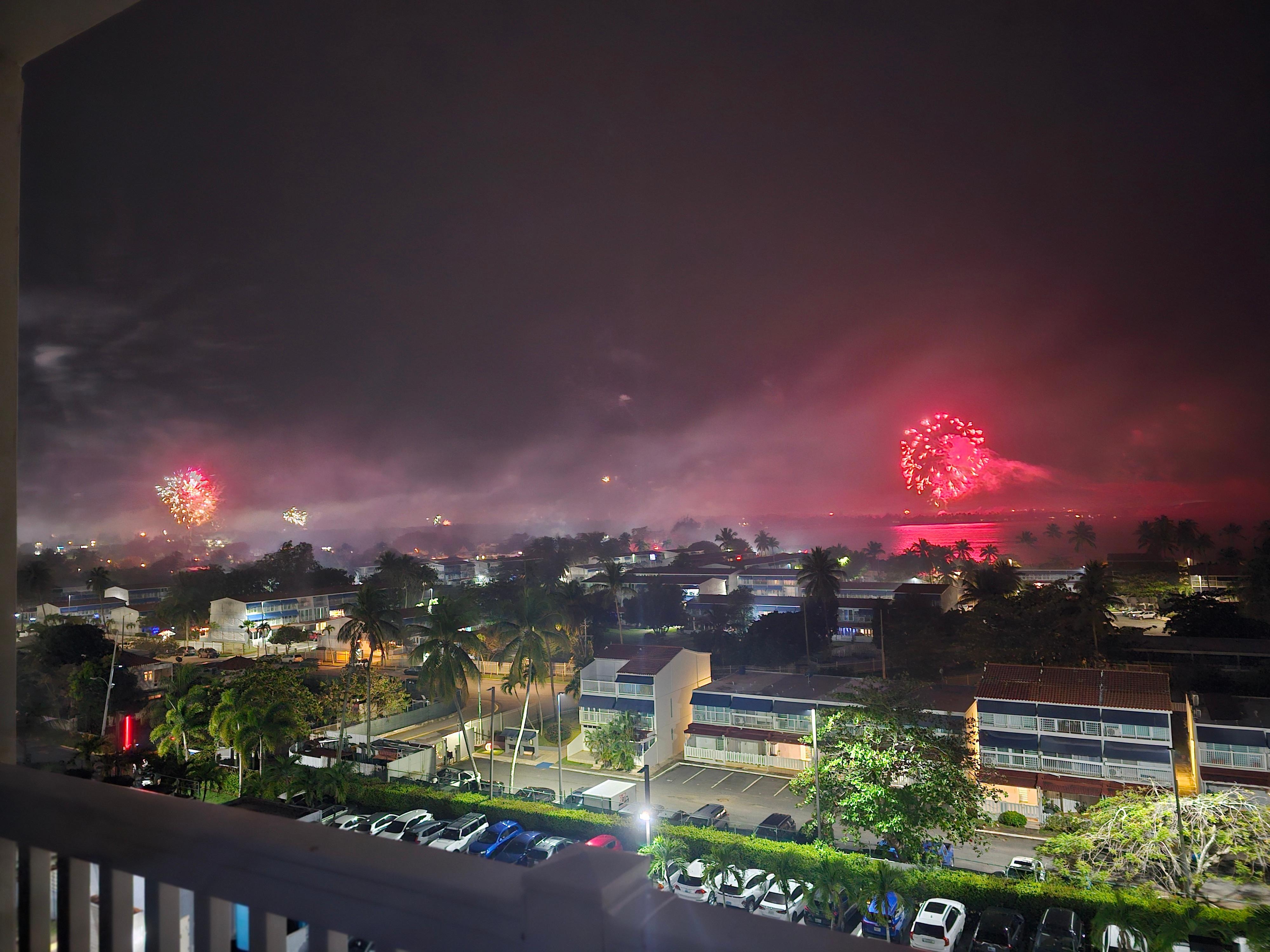 Fireworks seen all over theft island from my balcony 