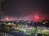 Fireworks seen all over theft island from my balcony