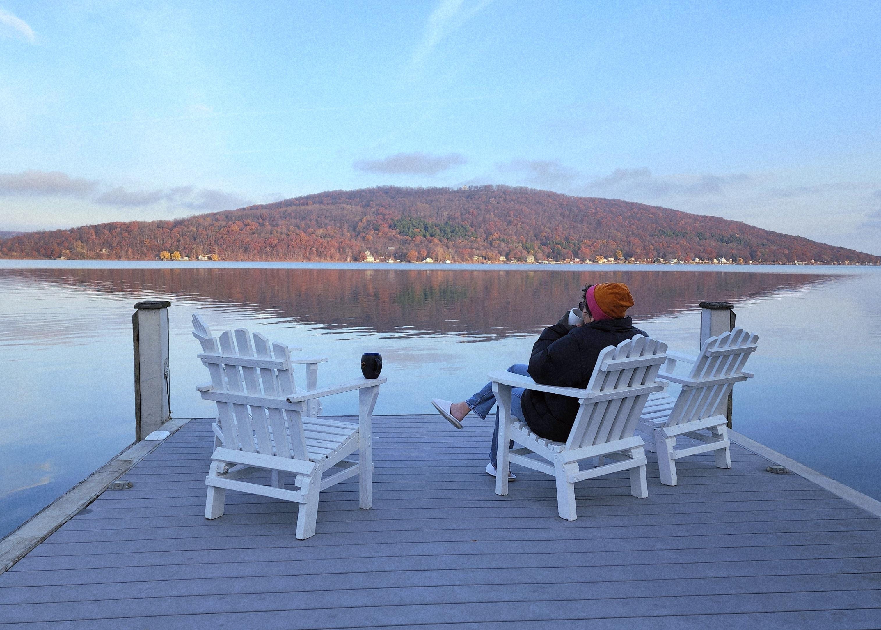 Early morning hot coffee on the dock... a standout among those surrounding it! If we had visited in summer, this would have been been our central gathering place!