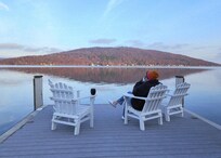 Early morning hot coffee on the dock... a standout among those surrounding it! If we had visited in summer, this would have been been our central gathering place!
