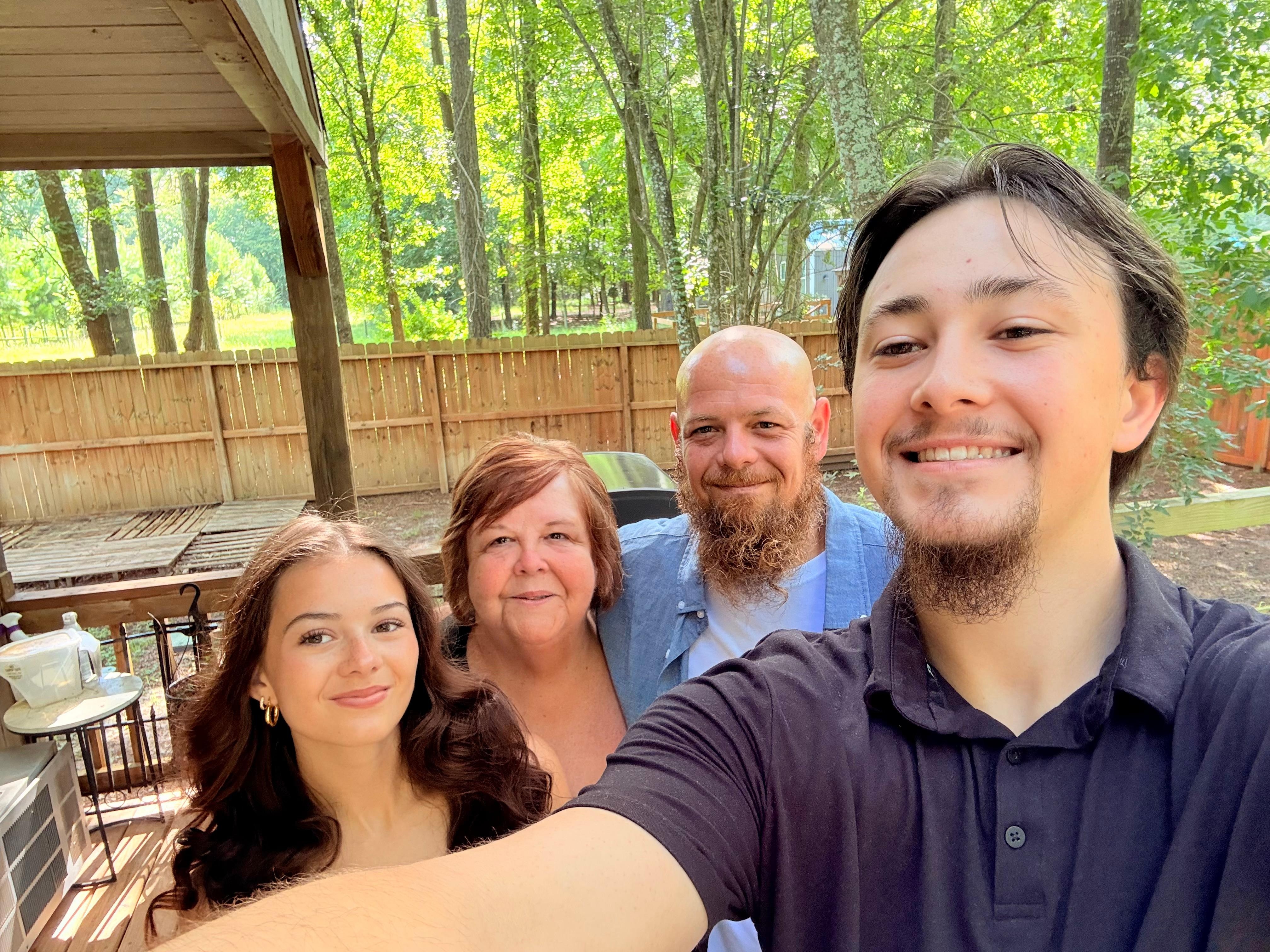 Mother, son, grandkids!