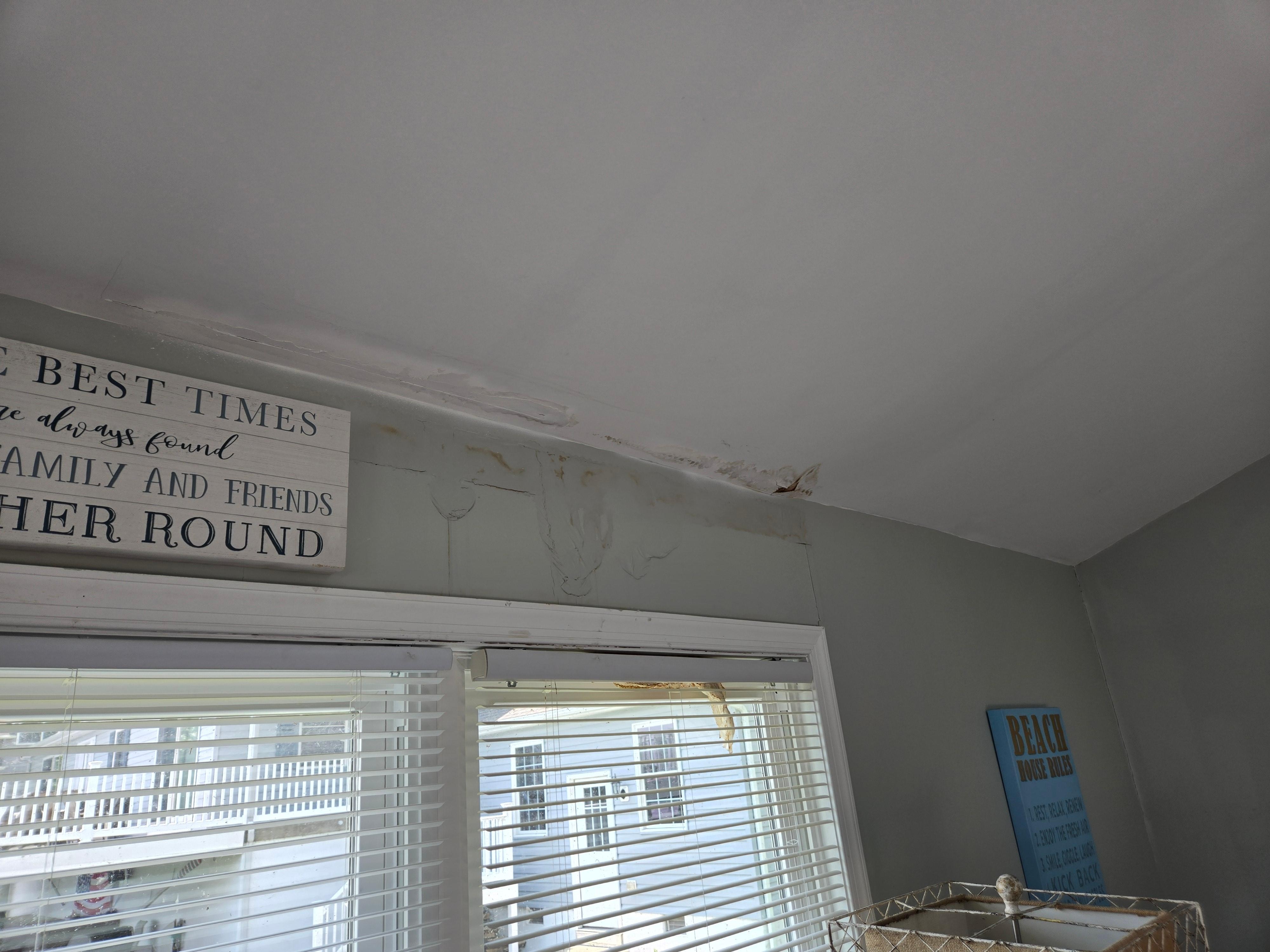 Water damage on wall area