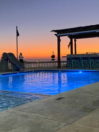Night swim by the pool