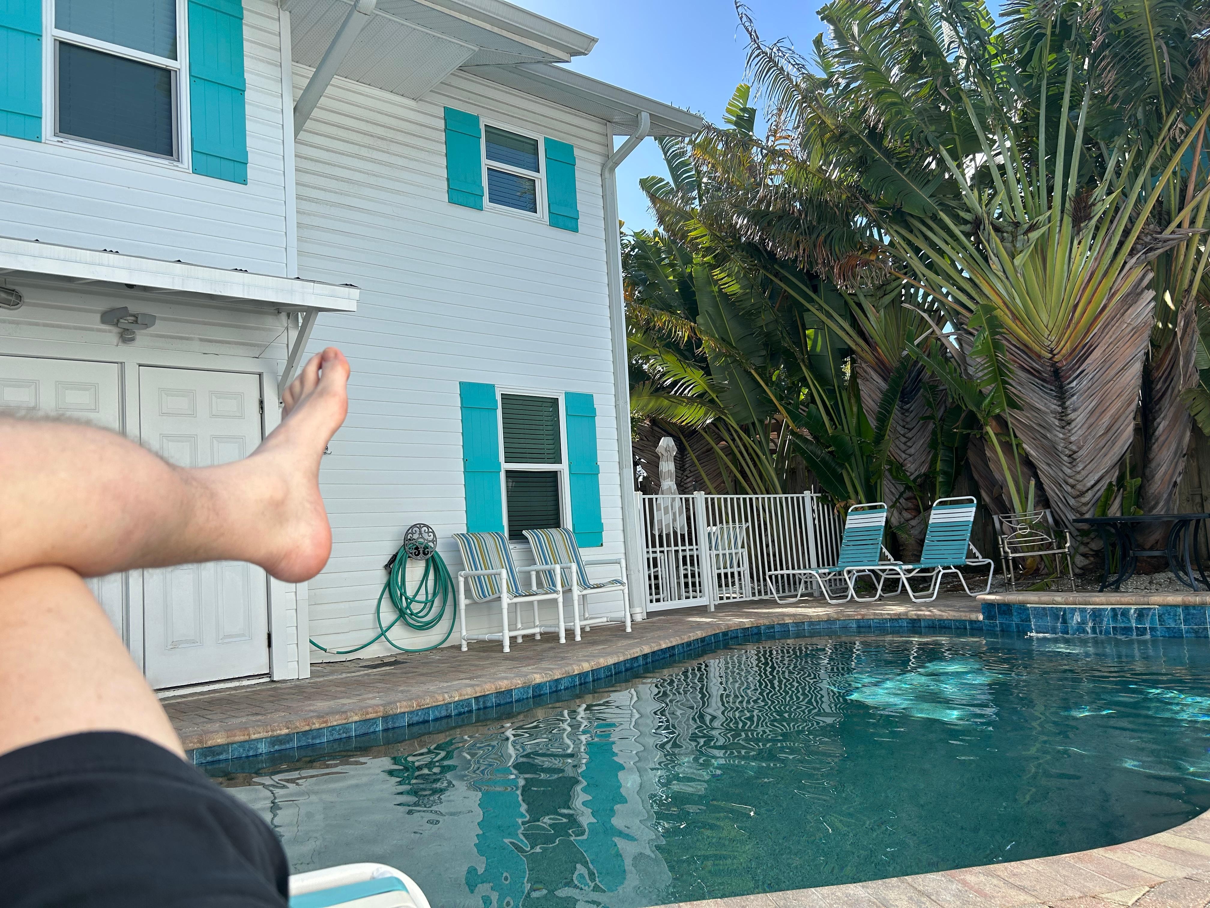 Relaxing at the private pool. 