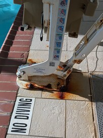 Handicap lowering for the pool, completely rusted out