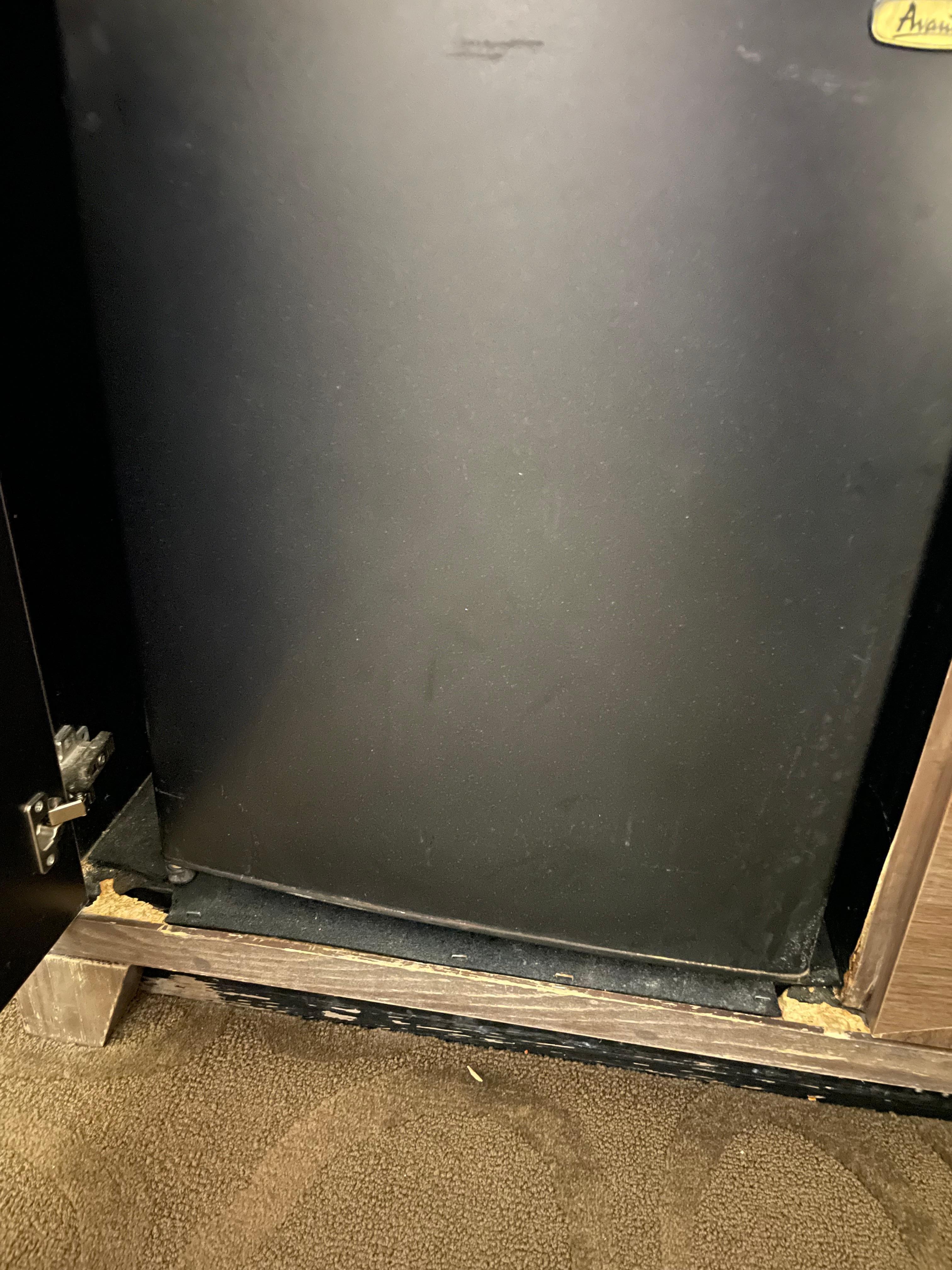 Both of our rooms had fridges that were dirty and cabinet was destroyed. 