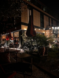 Outside sitting area/entrance to the hotel