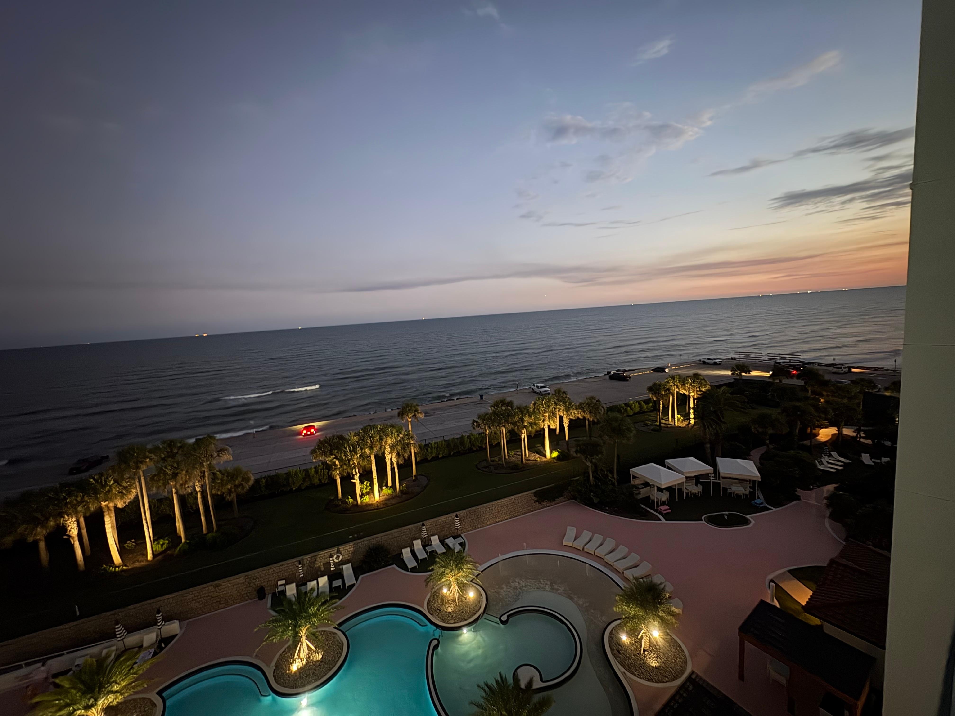 From balcony at dusk