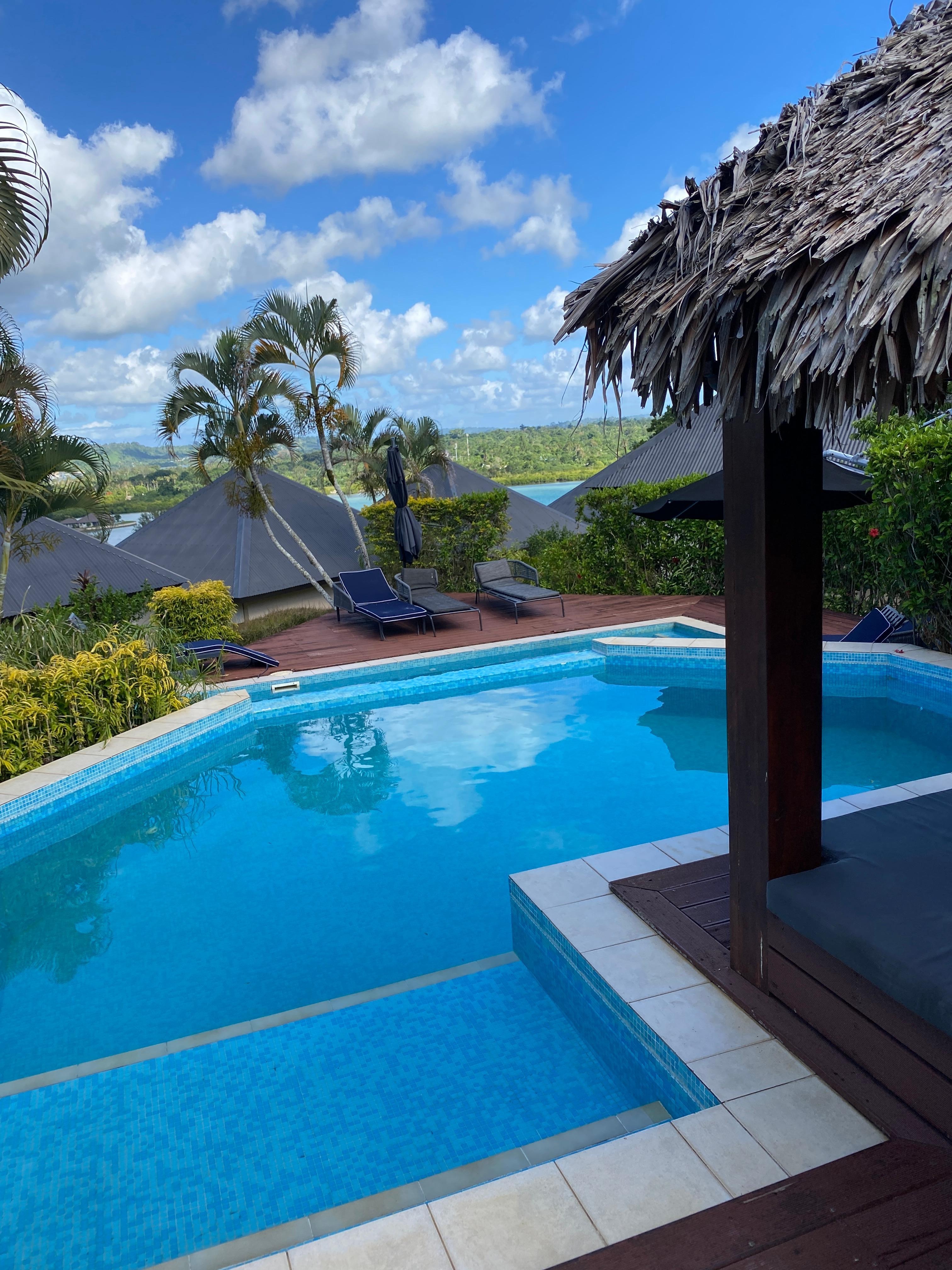 top of double-pool, cabana usually free