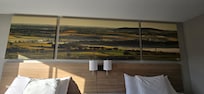 Interesting art above beds. Beds were comfortable.